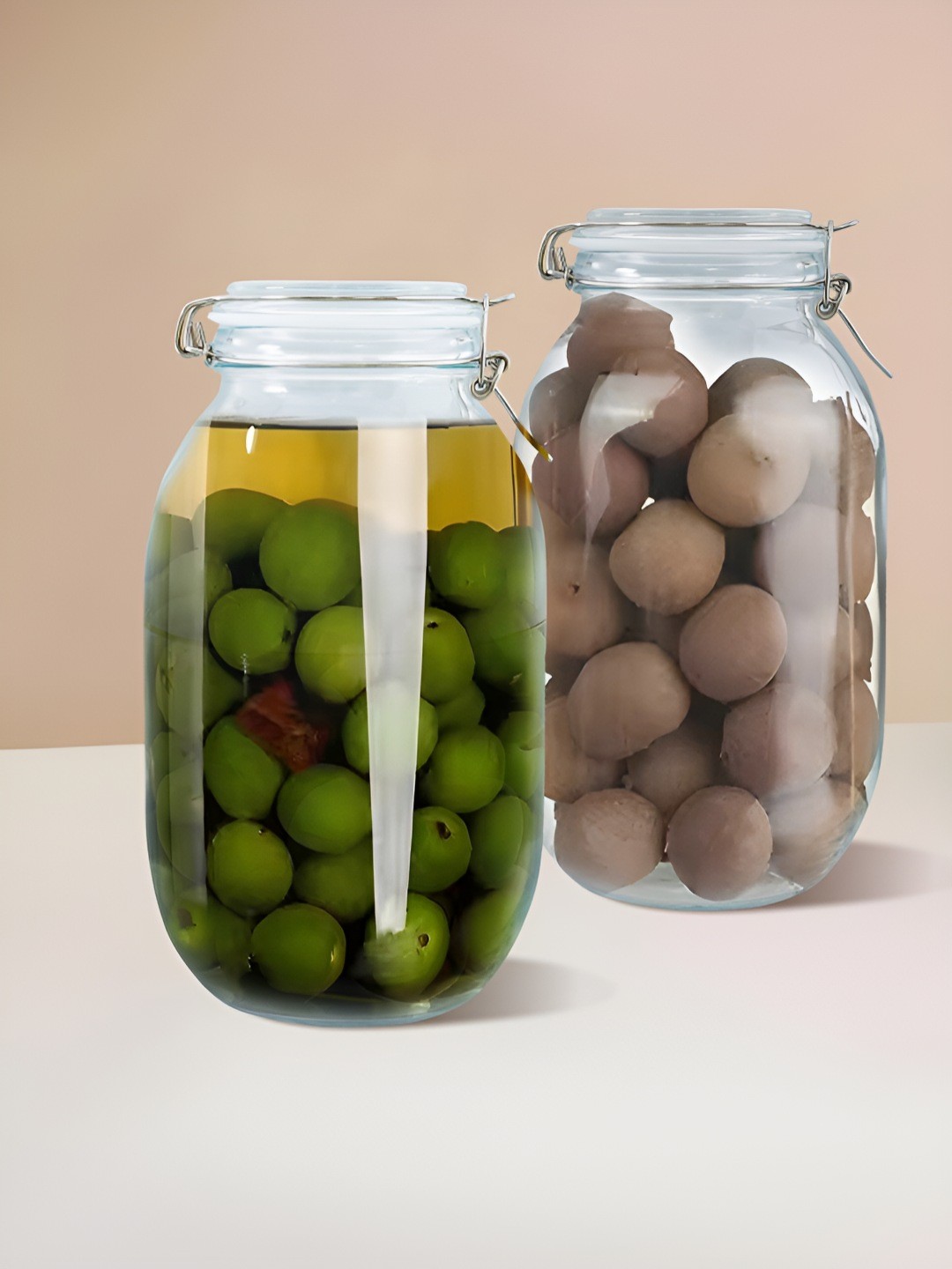 

The Better Home Transparent 2 Pcs Glass Easy to Clean Jar With Buckle Lid & Wide Mouth 3L