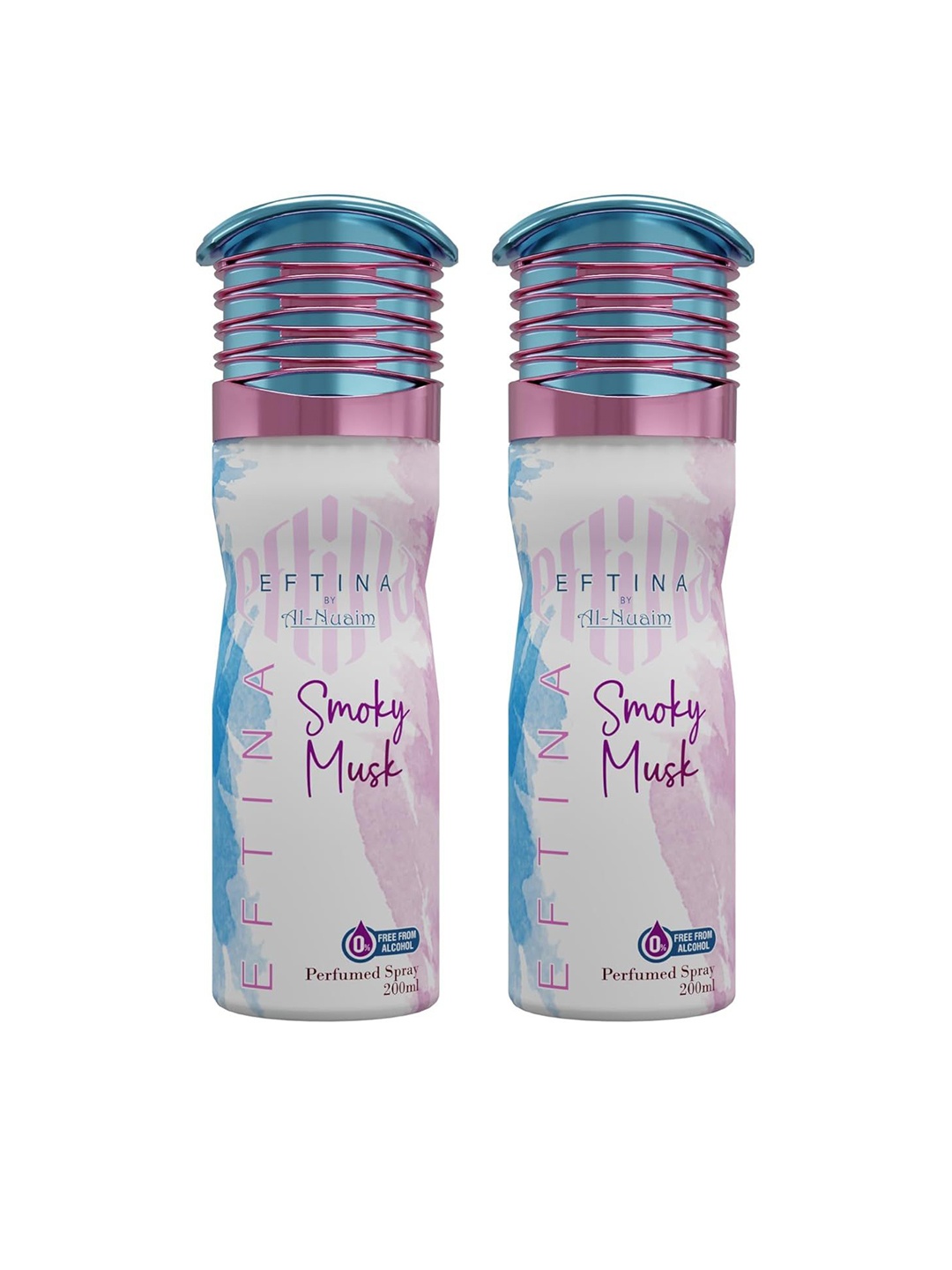 

Al-Nuaim Set of 2 Smoky Musk Alcohol-Free Long Lasting Deodorant - 200 ml each, White