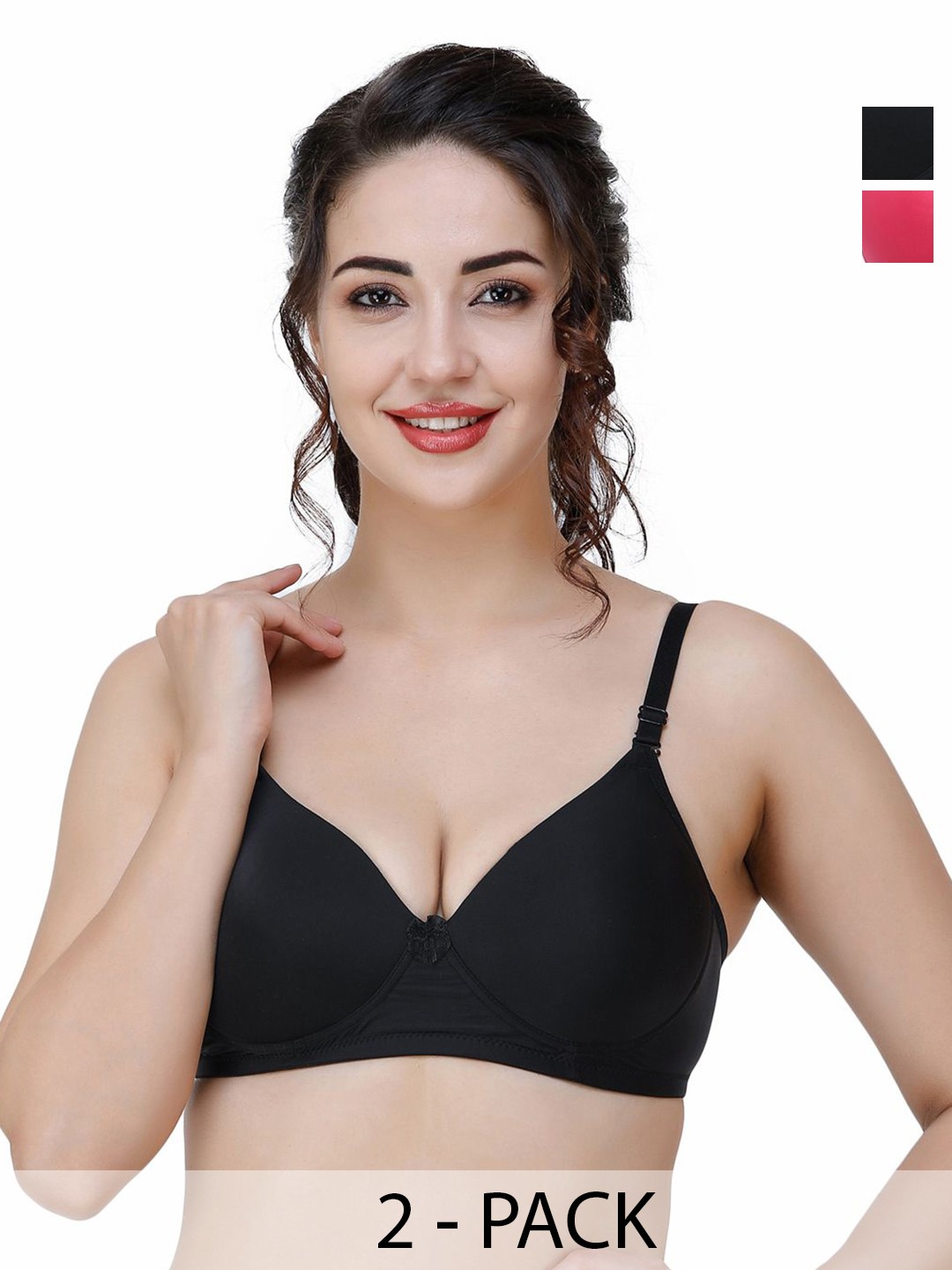

College Girl Pack Of 2 Medium Coverage Lightly Padded T-shirt Bra, Pink