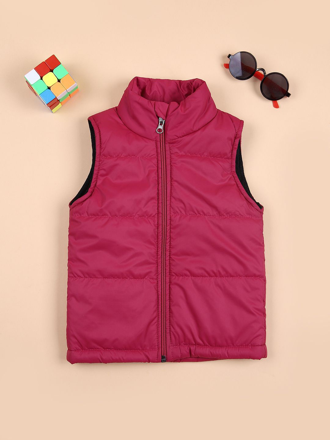 

V-Mart Unisex Kids Mock Collar Solid Cotton Casual Bomber Jacket, Maroon