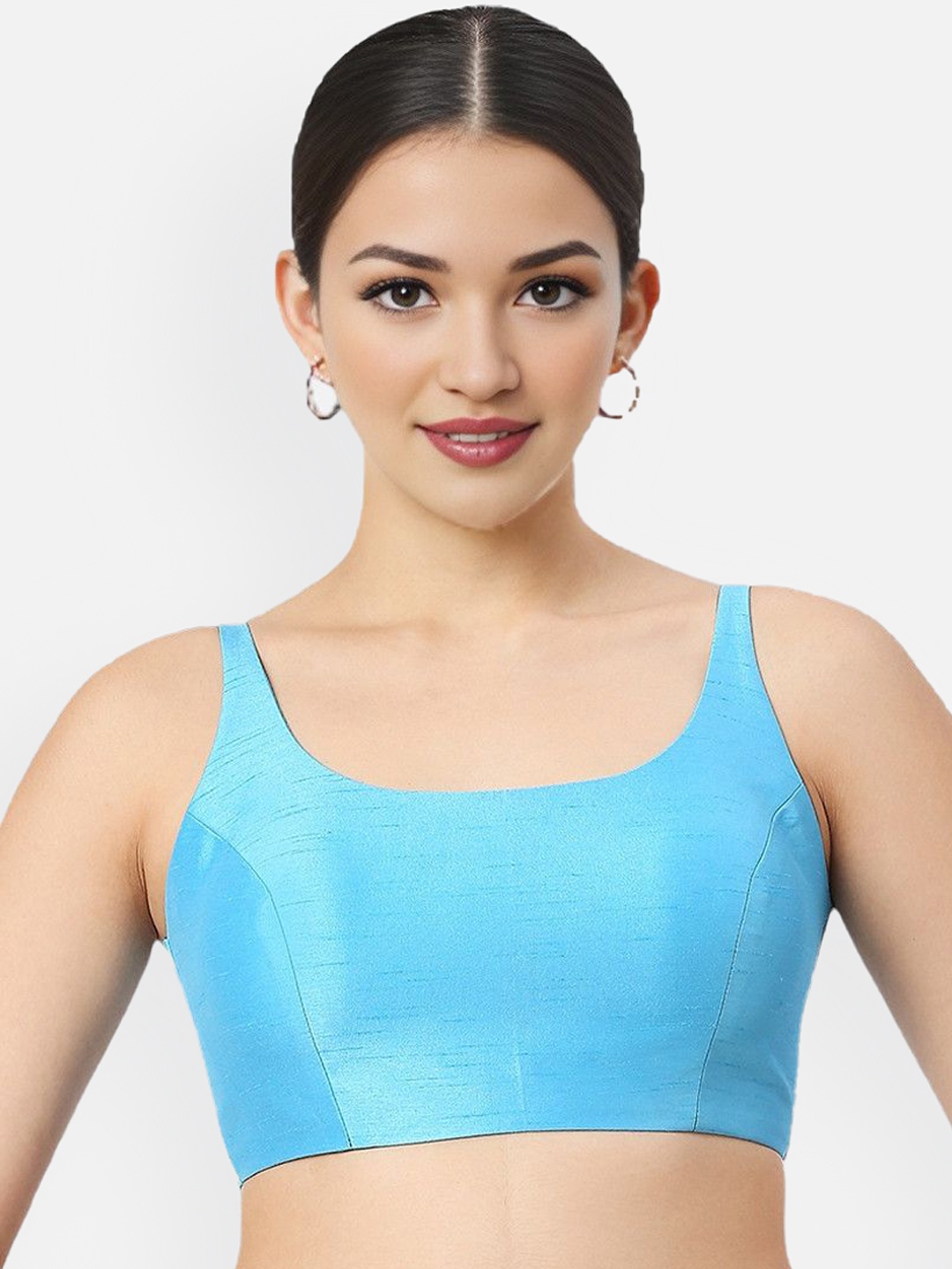 

Biyu Women Padded Saree Blouse, Blue