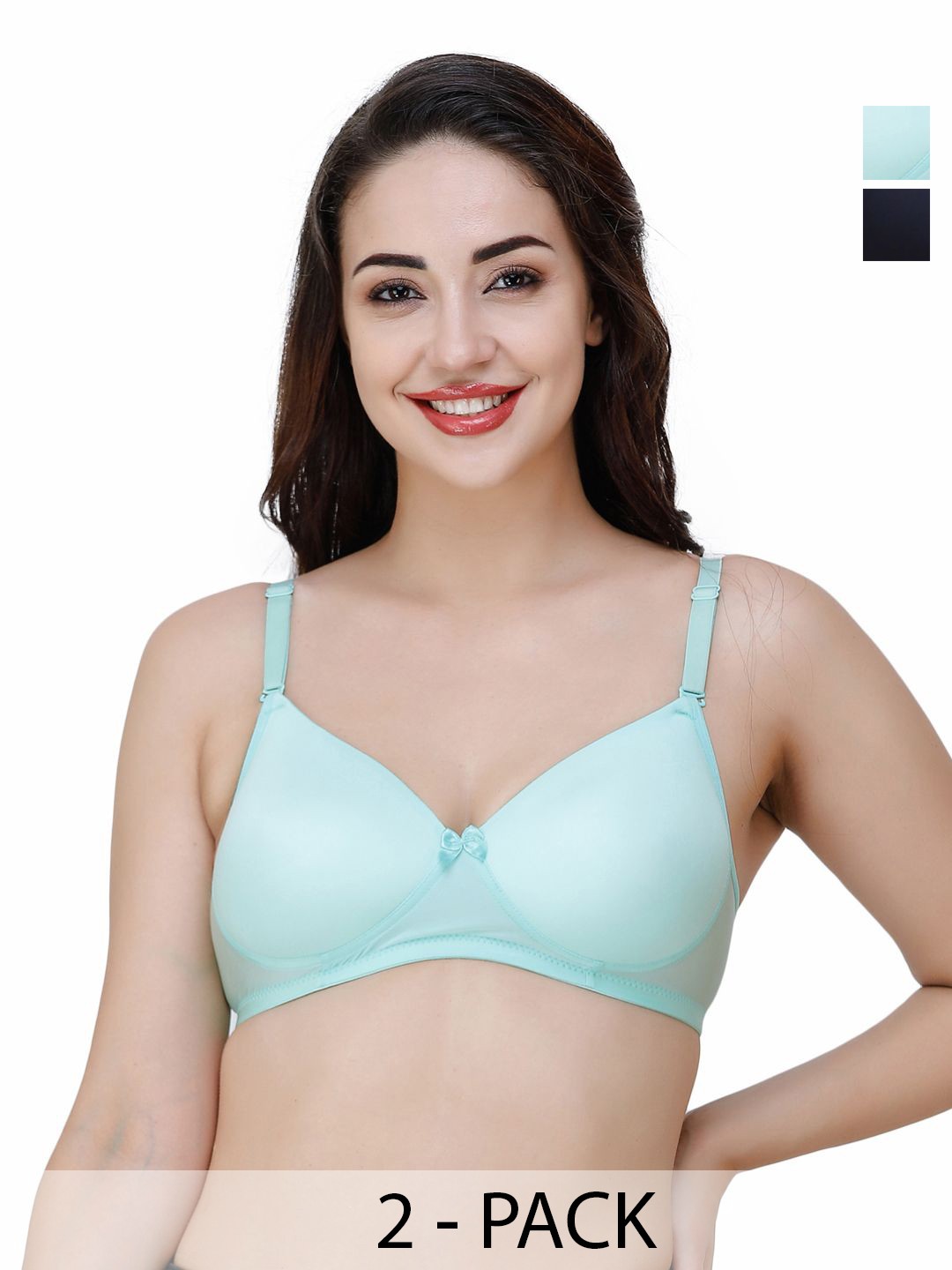 

College Girl Women Pack Of 2 Full Coverage Lightly Padded Bra, Blue