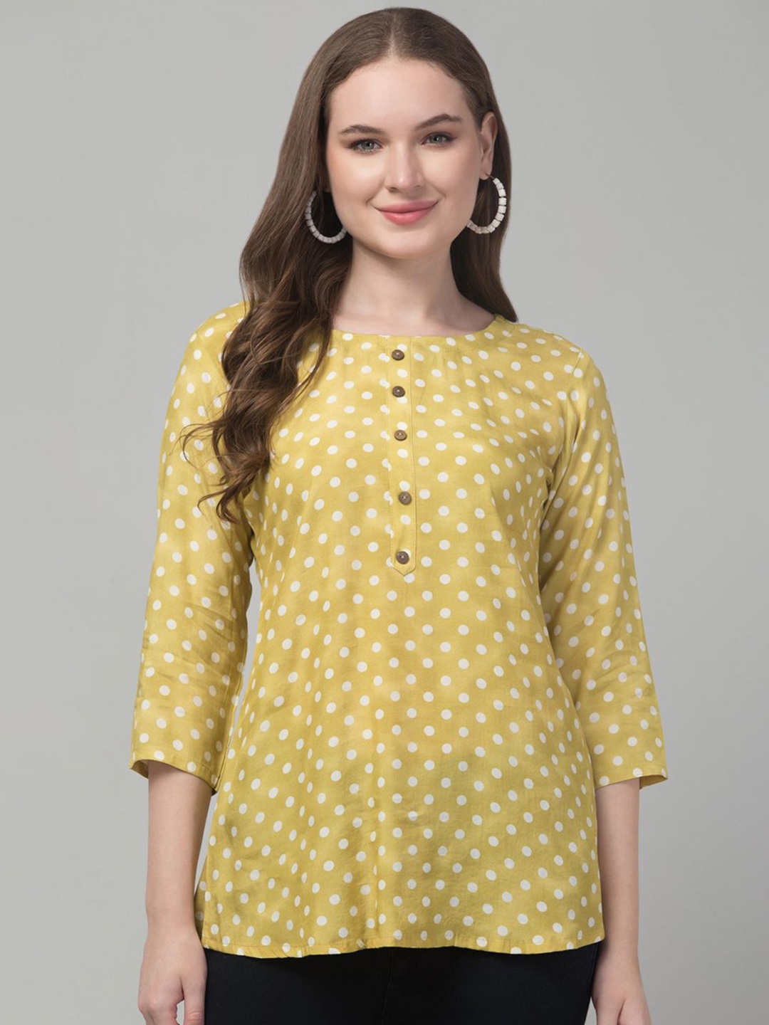 

Trend Level Polka Dot Printed Tunics, Mustard