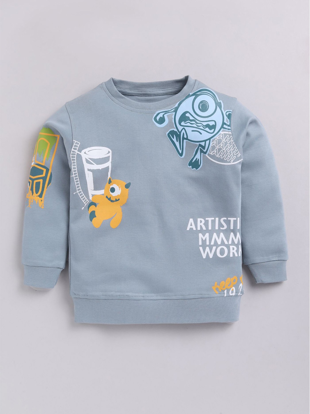 

Cutopies Boys Cotton Graphic Printed Long Sleeves Sweatshirt, Blue