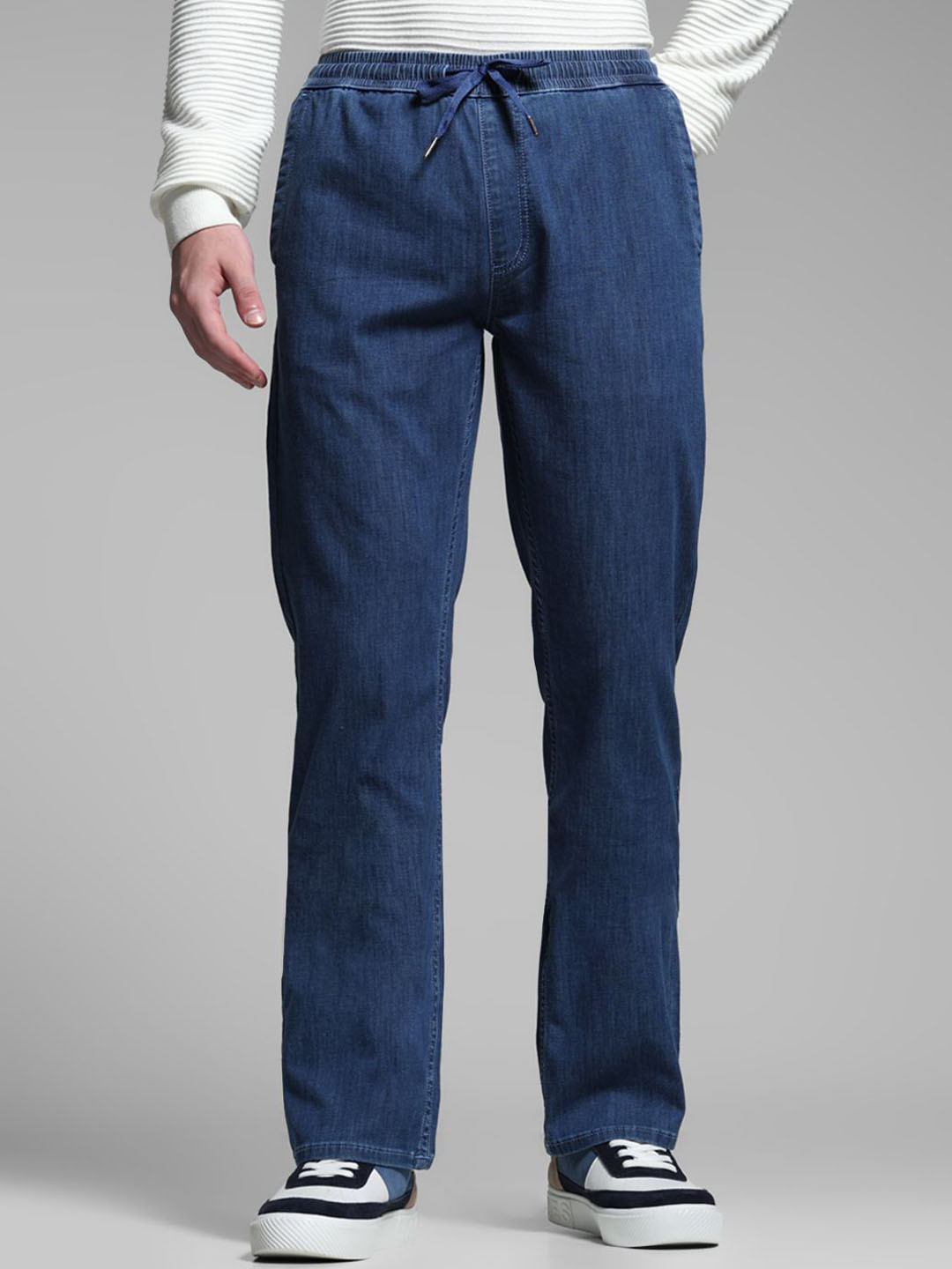 

Jack & Jones Men Bootcut High-Rise Stretchable Jeans, Blue