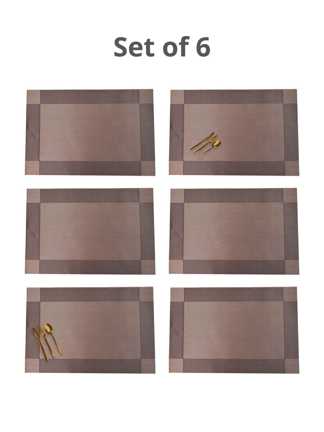 

MARKET99 Brown 6 Pieces Textured Rectangle Table Placemats