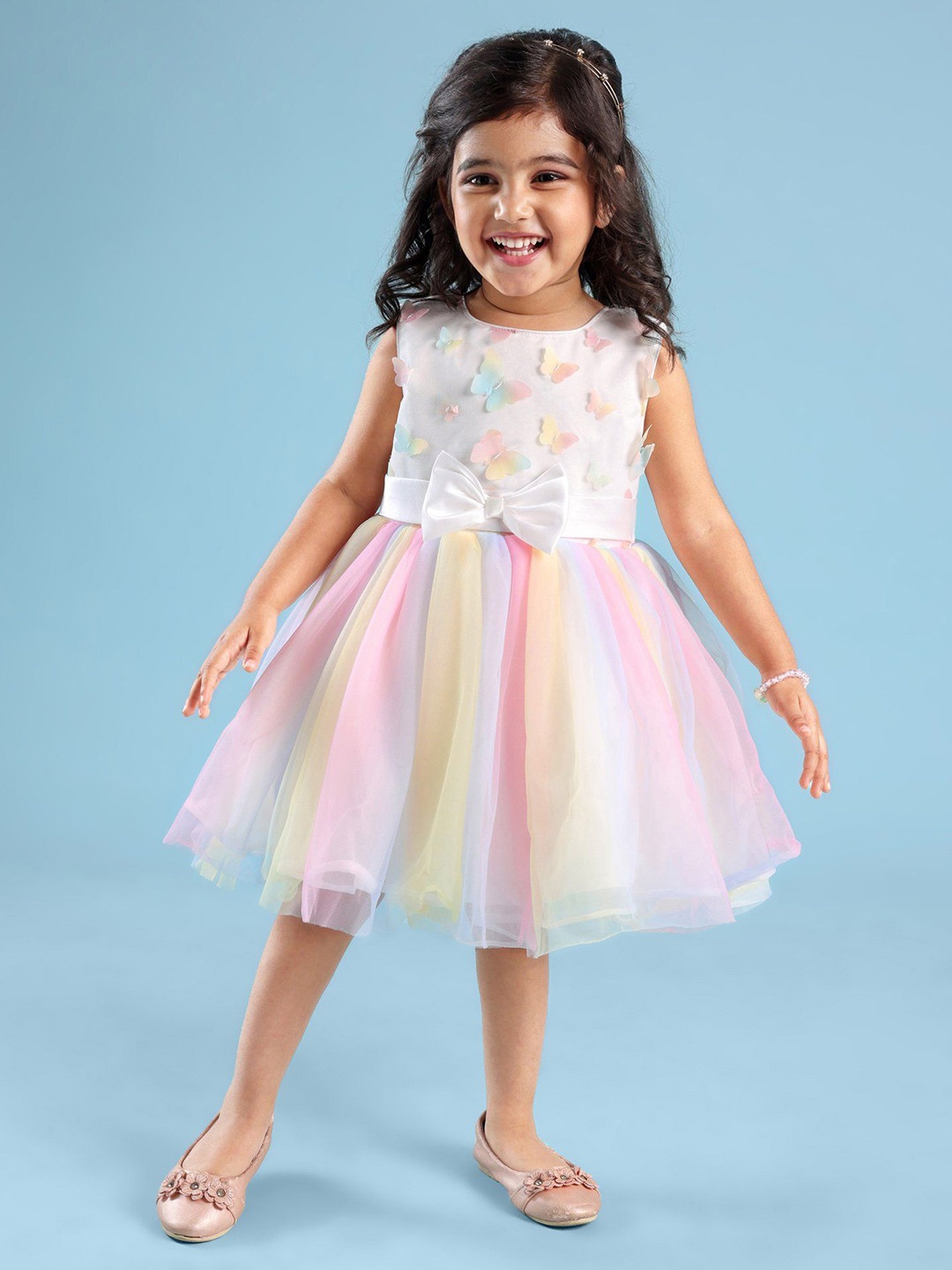 

Mark & Mia Girls Round Neck Sleeveless Fit and Flare Dress, White