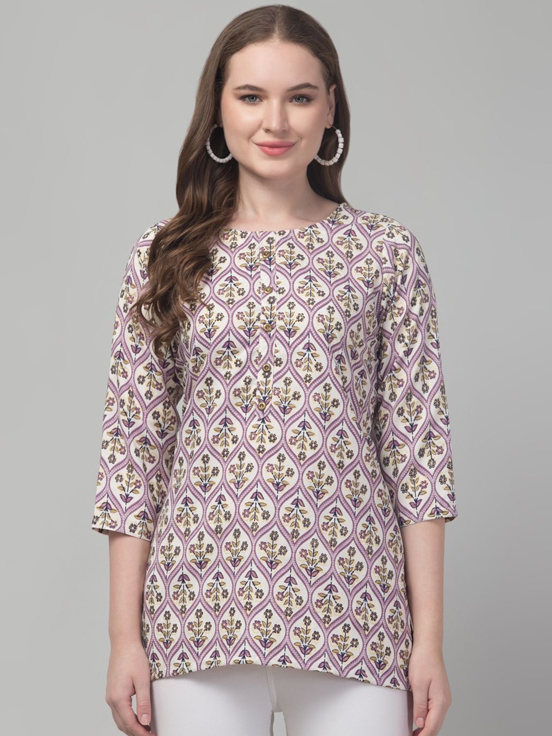 

Trend Level Floral Printed Kurti, White