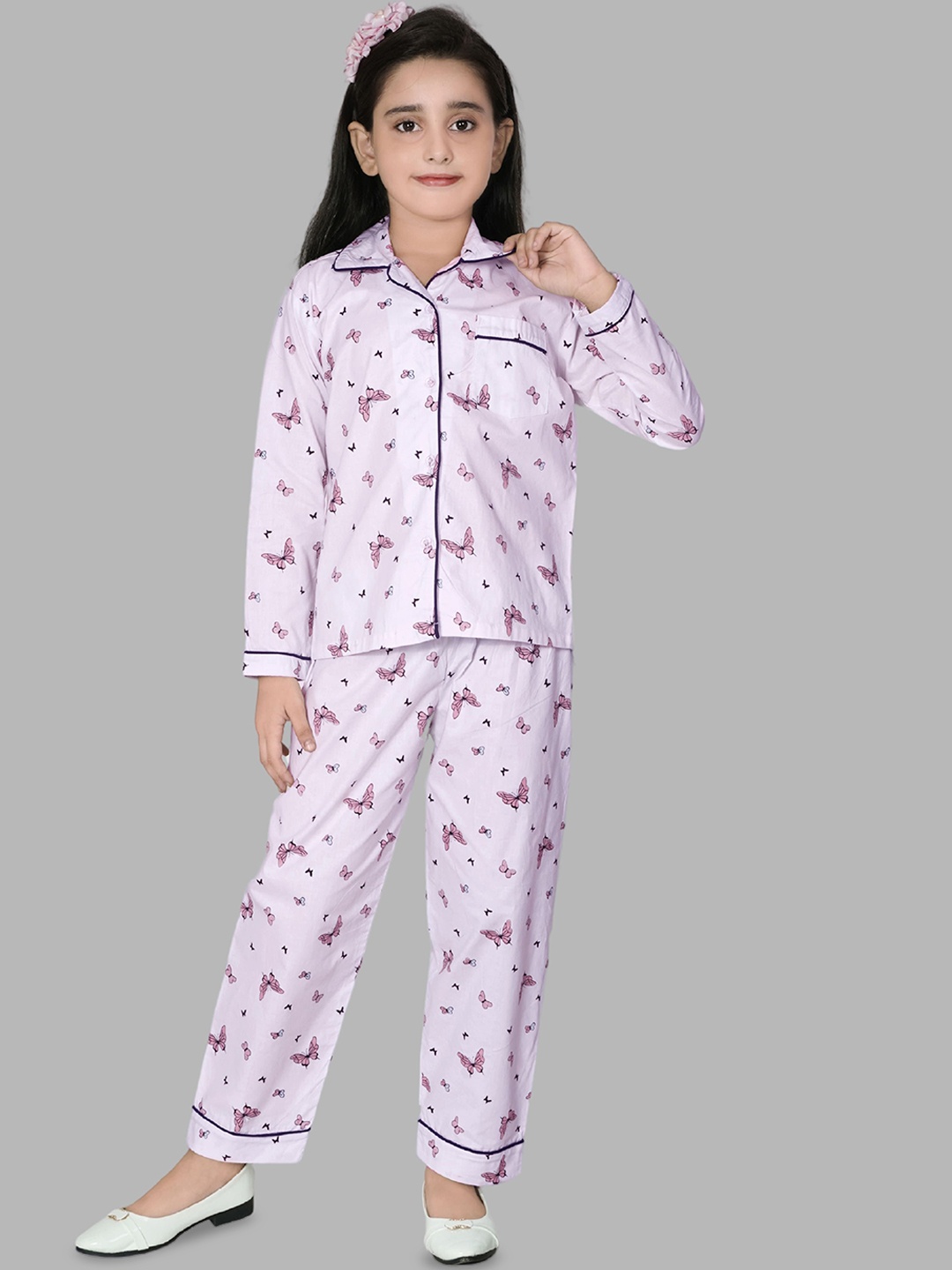

YK Girls Printed Pure Cotton Shirt with Trousers, Pink