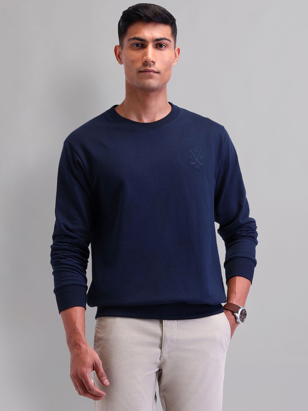 

AD By Arvind Men Cotton Pullover Sweatshirt, Blue