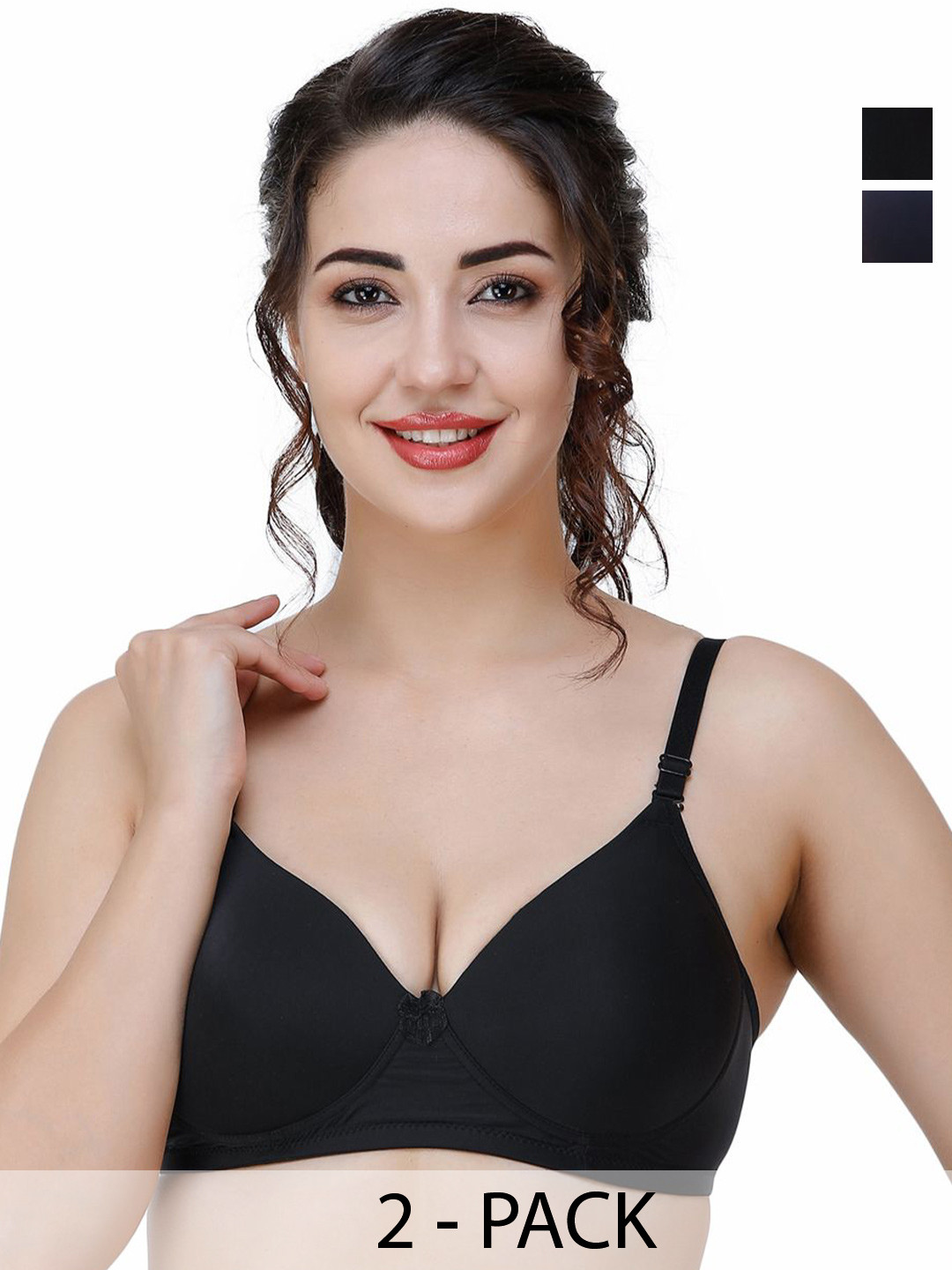

College Girl Pack Of 2 Full Coverage Lightly Padded T-shirt Bra, Black