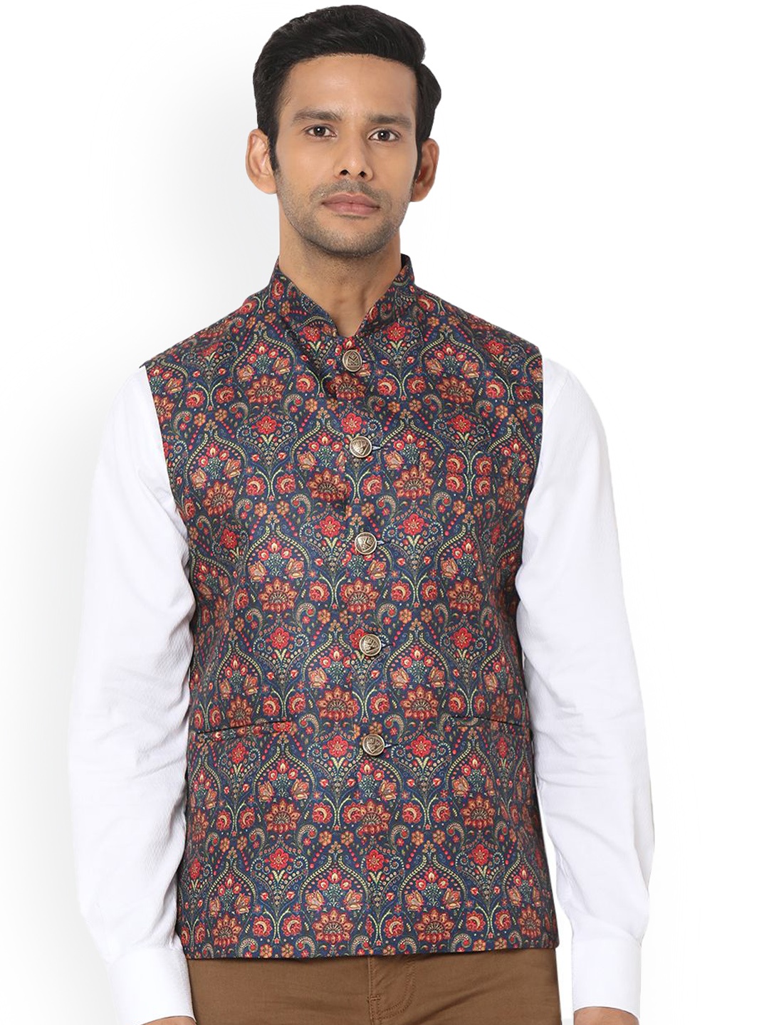 

SALWAR STUDIO Men Woven Design Nehru Jackets, Blue