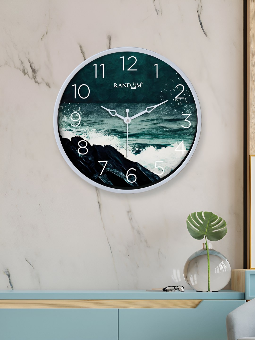 

Aura Blue & White Printed Contemporary Wall Clock