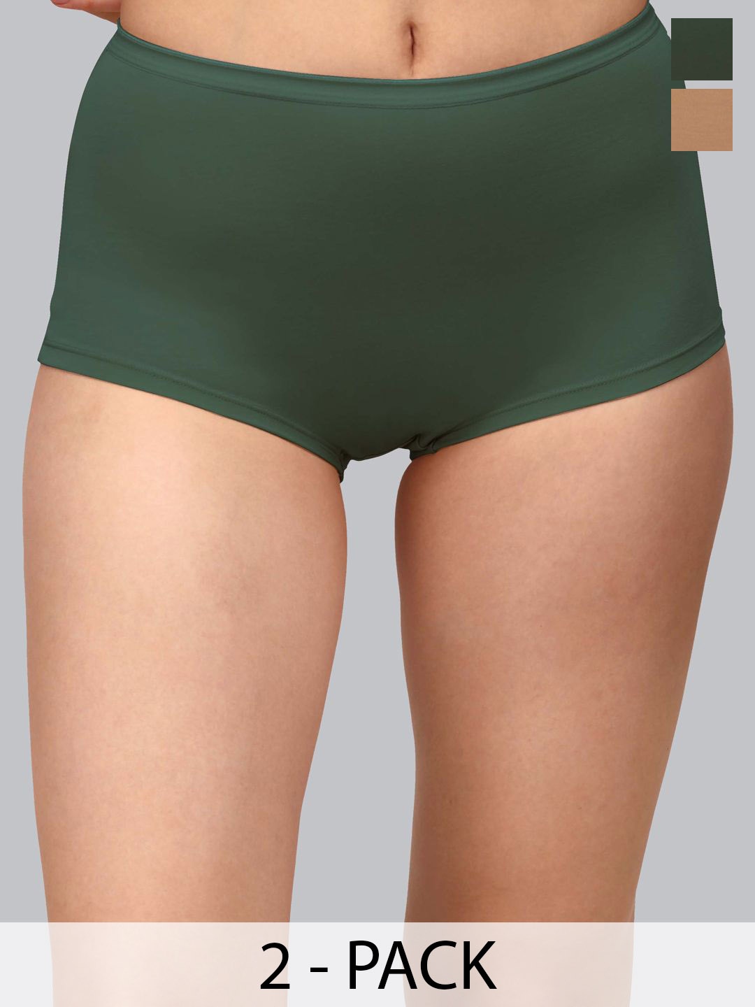 

Soie Women's Pack Of 2 Mid-Rise Boy Shorts, Green