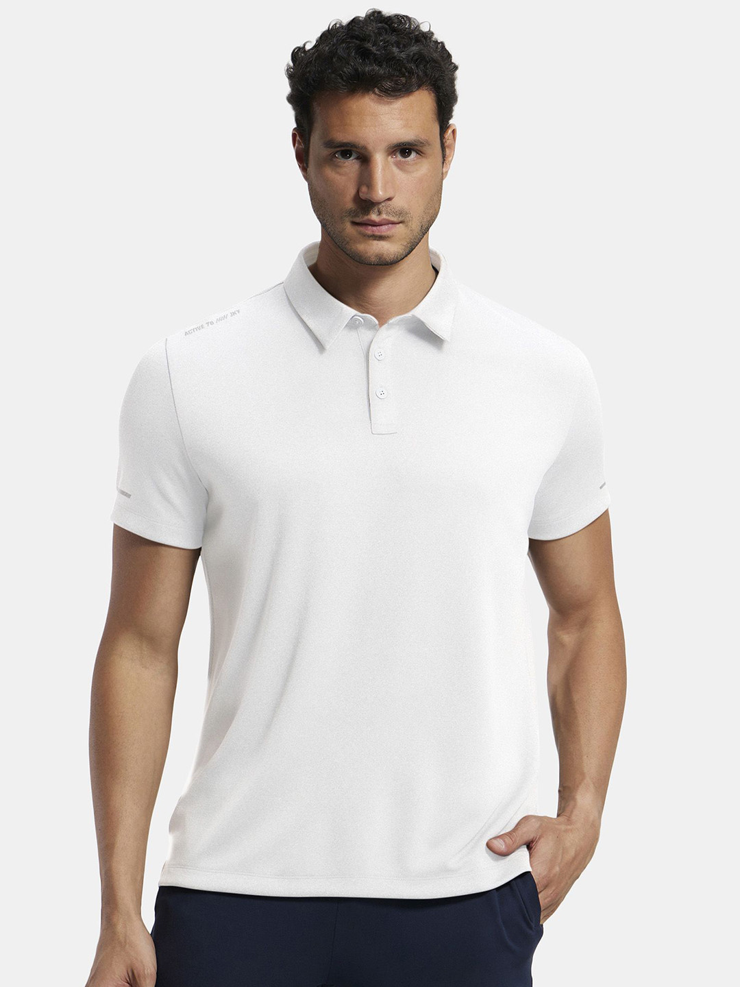 

Jockey Recycled Microfiber Elastane Stretch Polo Tshirt with Breathable Mesh - MV41, White