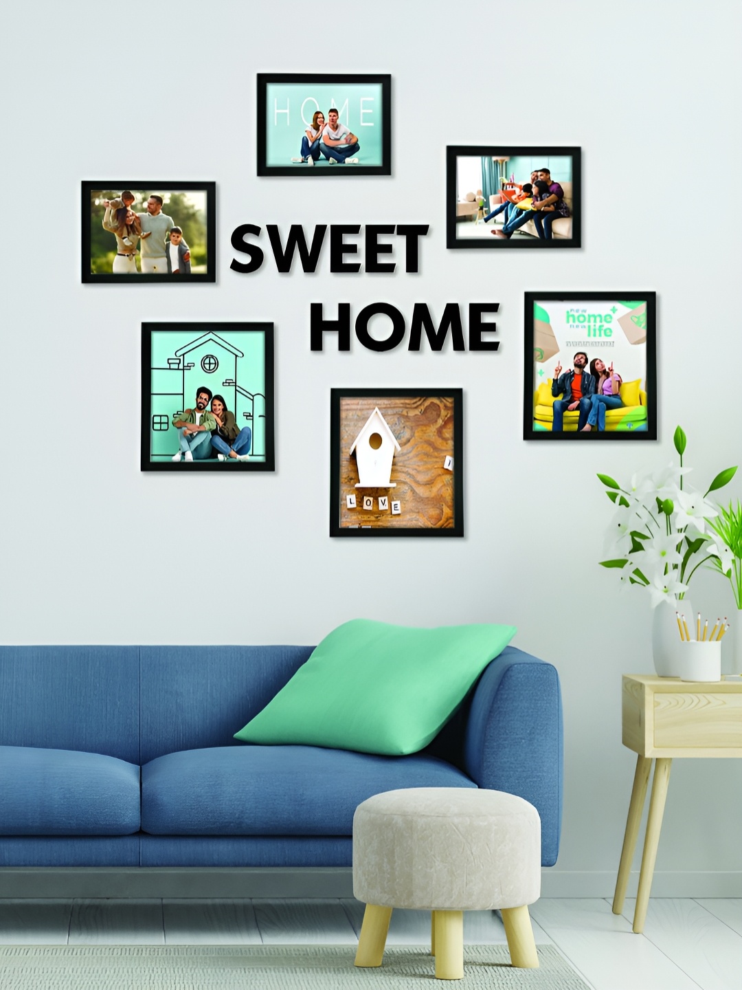 

Aura Black & White 6 Pieces MDF Wall Photo Frames
