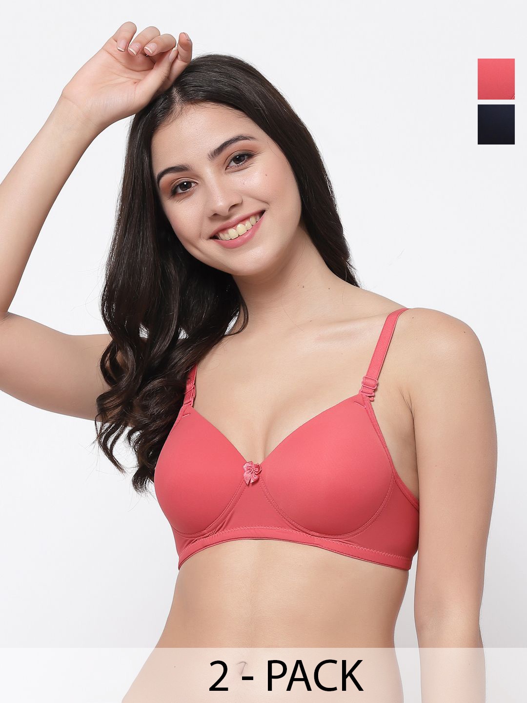 

College Girl Women Pack Of 2 Full Coverage Lightly Padded Bra, Red