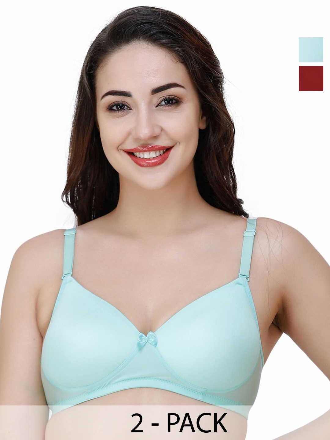 

College Girl Pack of 2 Seamless Full Coverage Lightly Padded Bra, Sea green