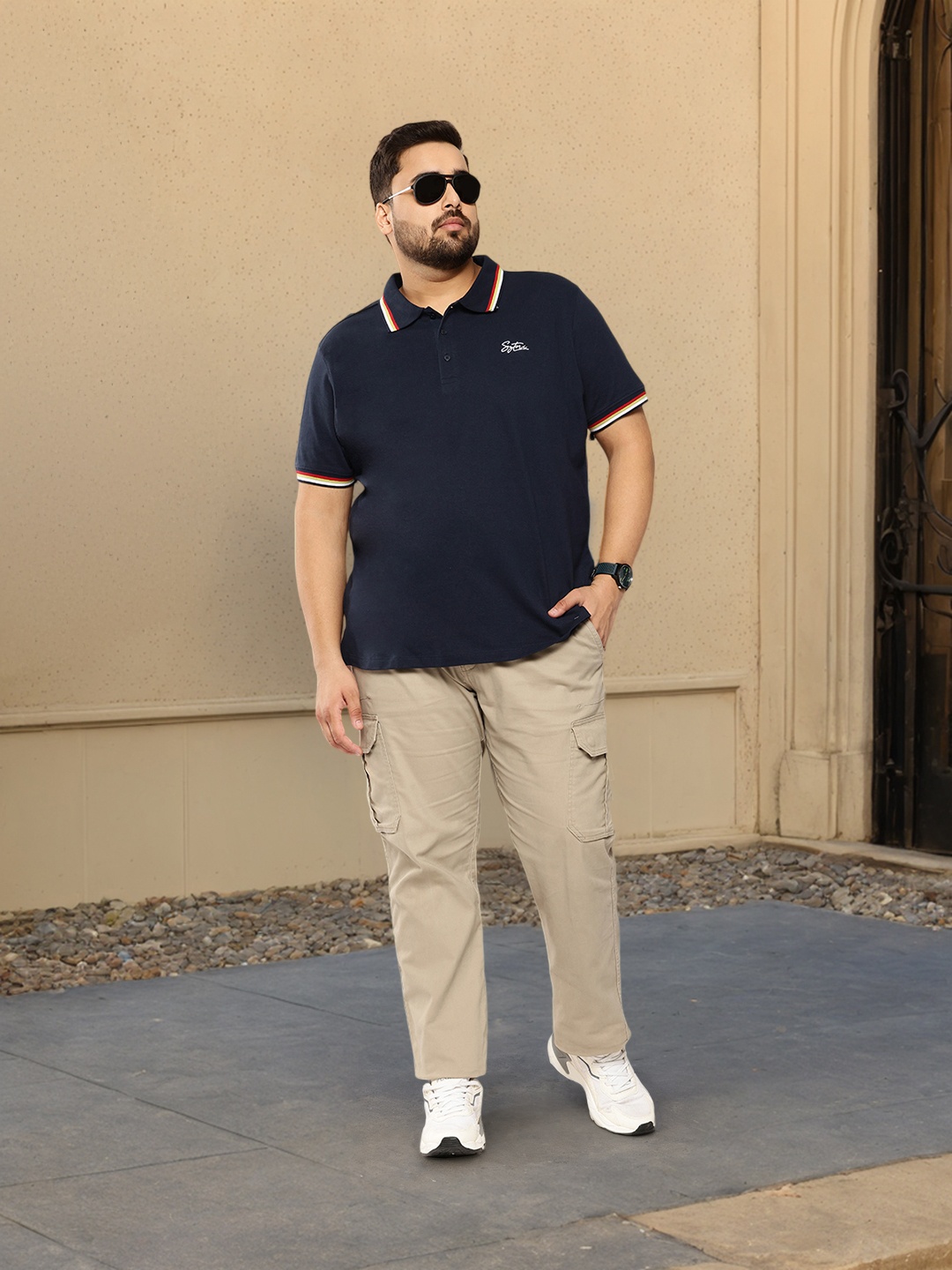 

Sztori Plus Size Polo Collar Pure Cotton T-shirt, Navy blue