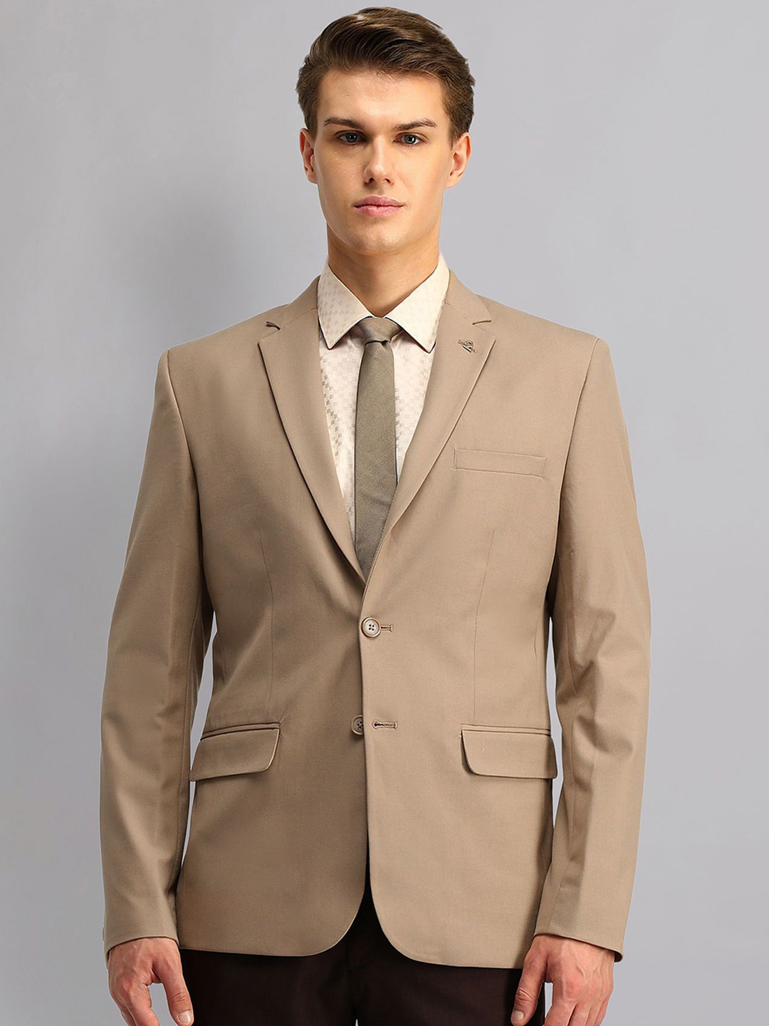 

AD By Arvind Slim-Fit Single-Breasted Formal Blazer, Beige