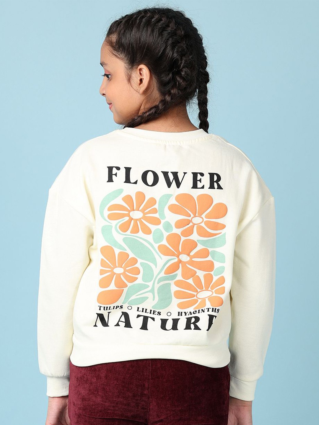 

V-Mart Girls Printed Long Sleeves Cotton Sweatshirt, Off white