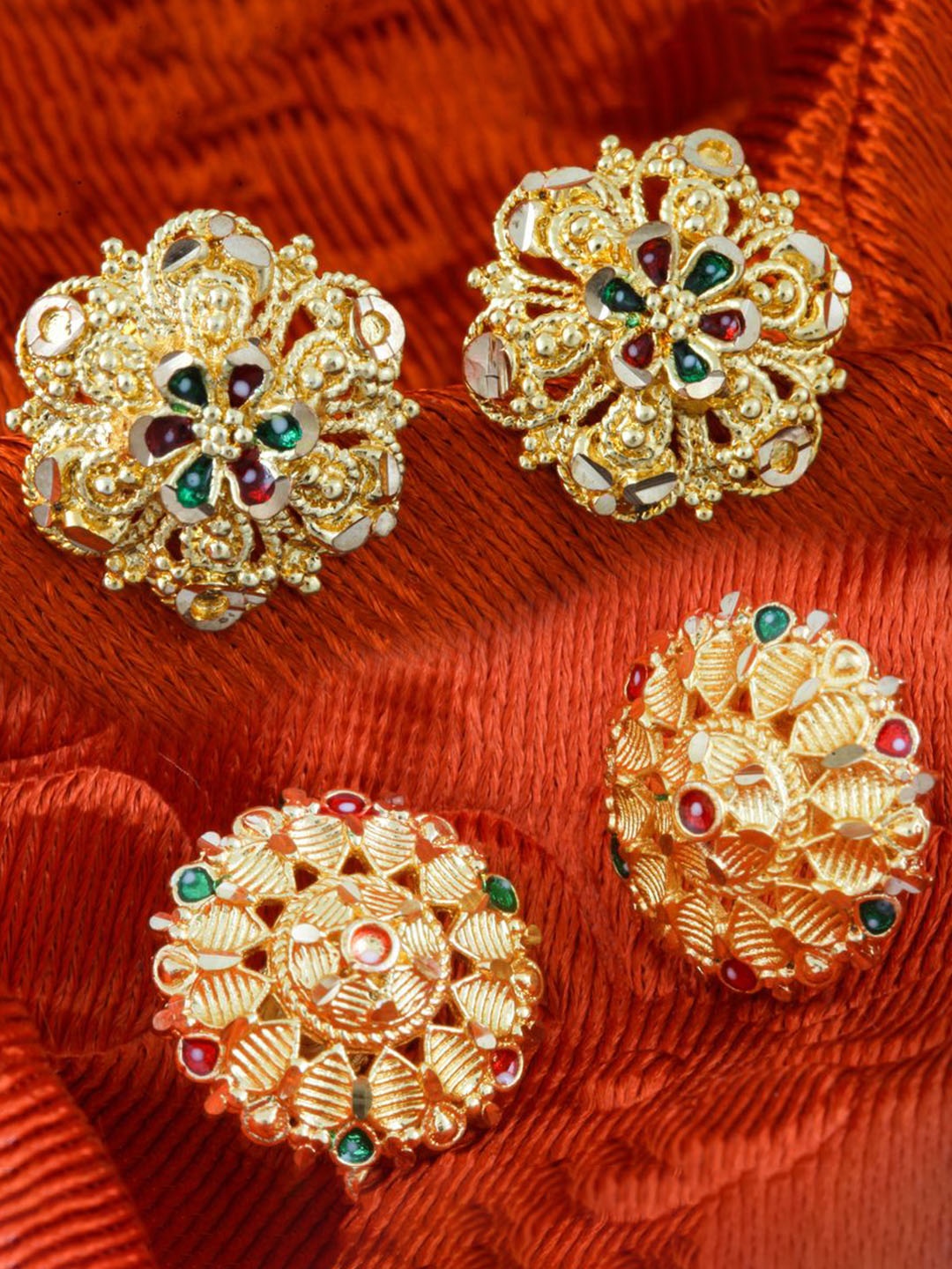 

DIVASTRI Set Of 2 Gold Plated Stone Studded Circular Studs