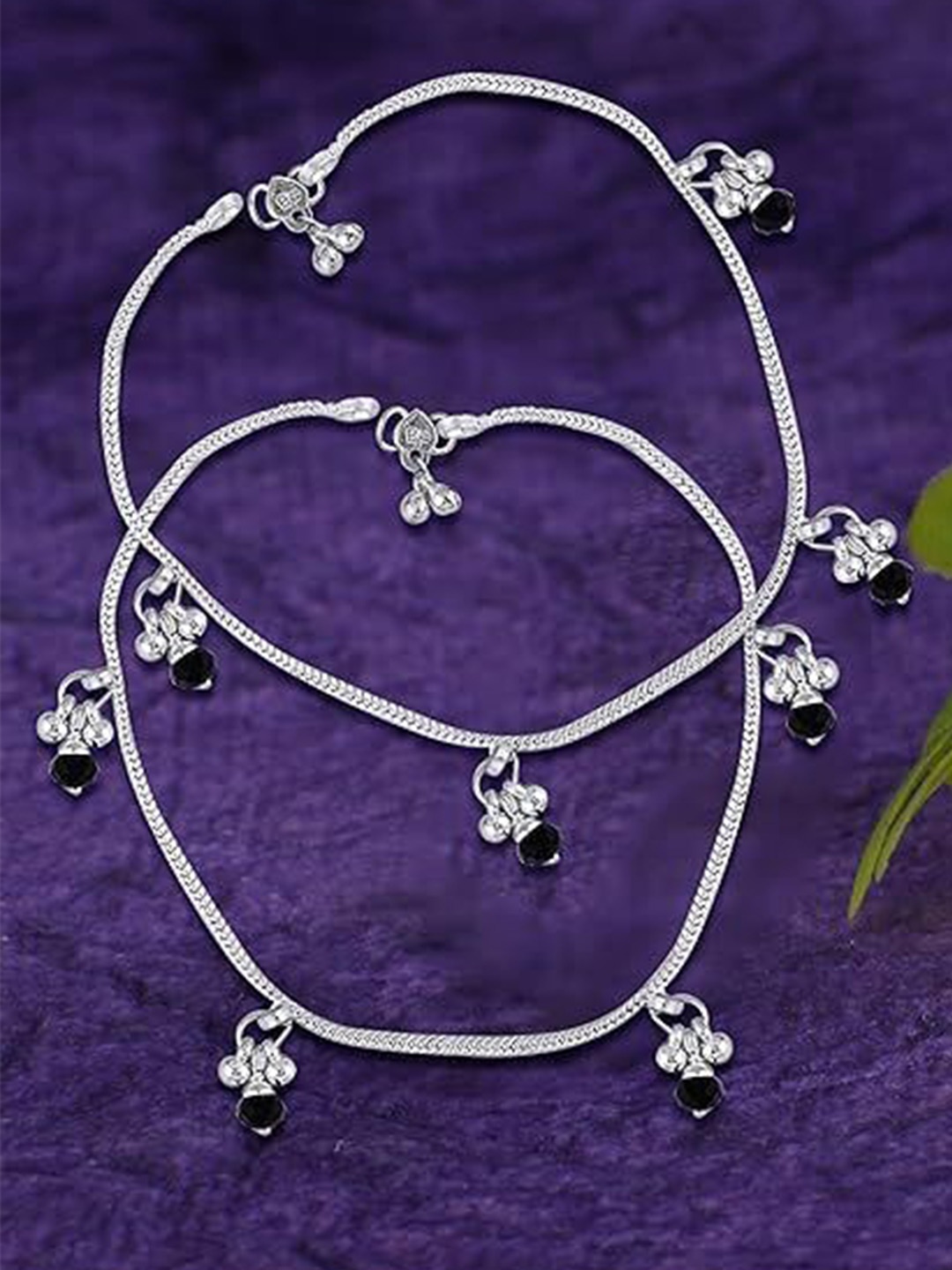 

Heer Collection Set Of 2 Silver-Plated Anklets