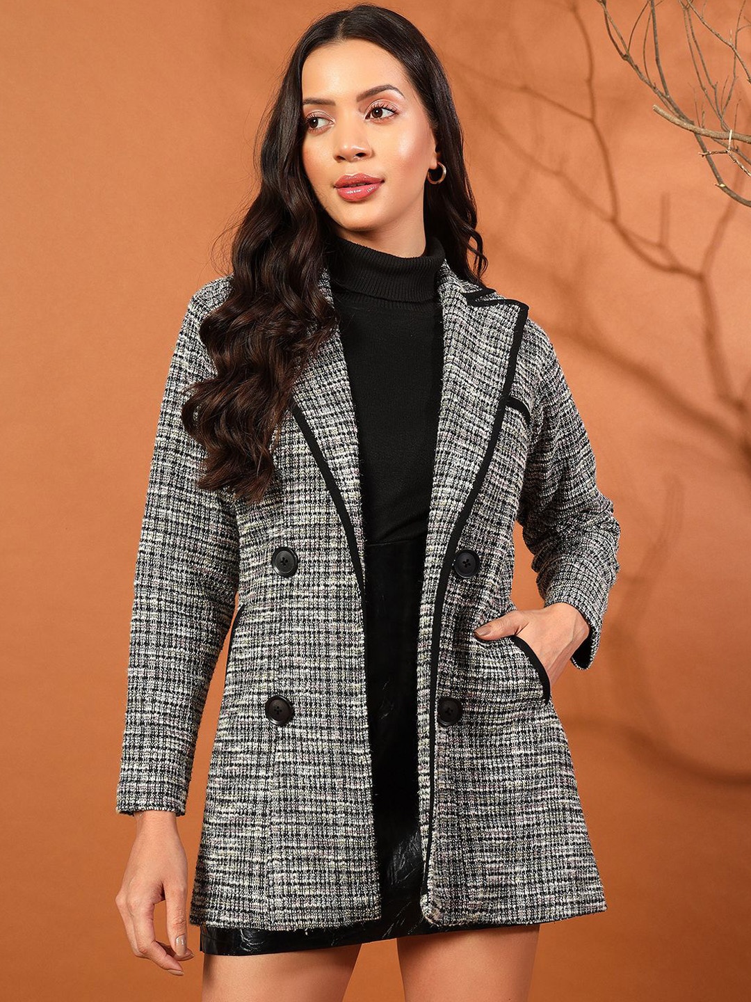 

WoowZerz Women Single-Breasted Longline Overcoat, Grey