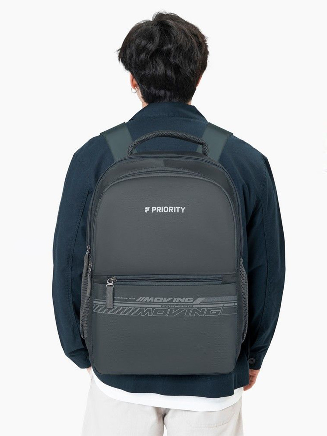 

Priority Unisex Printed Backpack with Compression Straps, Grey