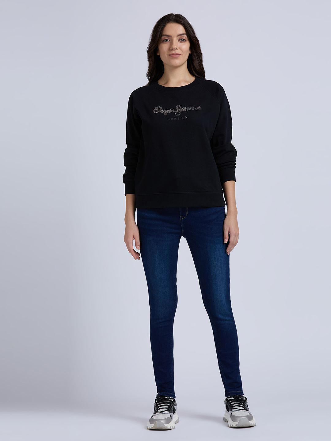 

Pepe Jeans Women Alphanumeric Embellished Cotton Sweatshirt, Black