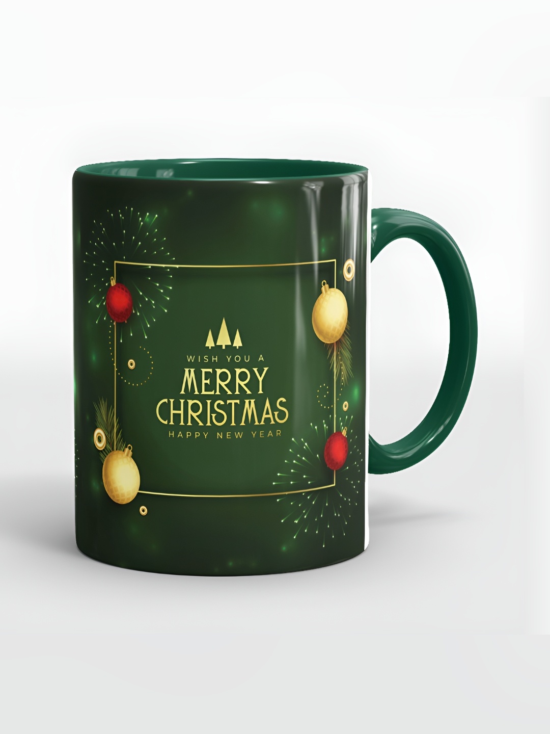 

SUBLIKRAFT Green & Red Printed Ceramic Glossy Mug 330 ml