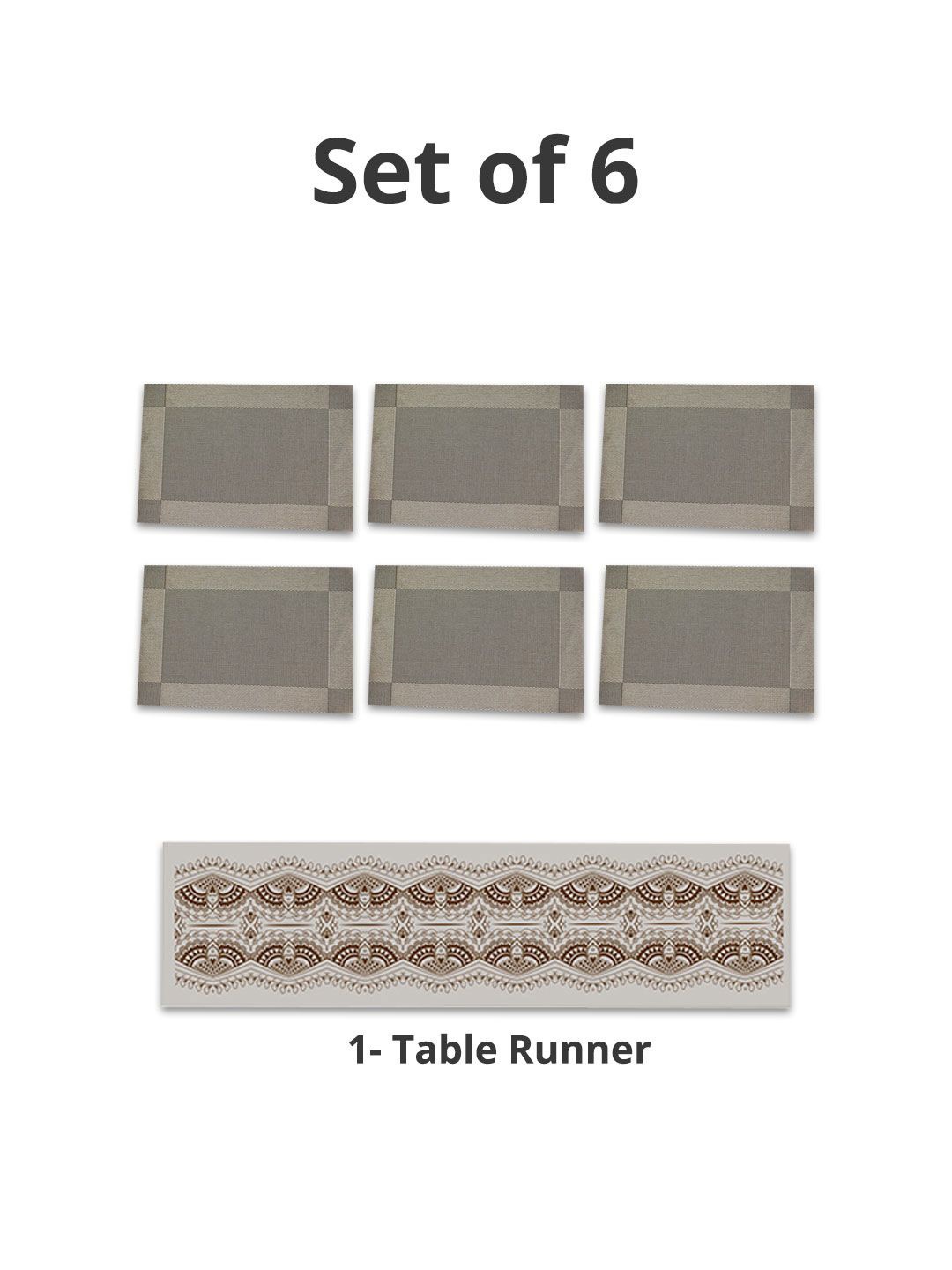 

MARKET99 Green 7 Pieces Printed Table Runner With Placemat Set