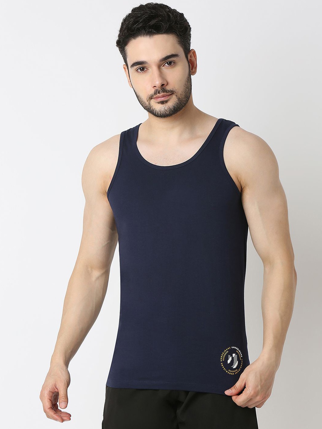 

UnderJeans by Spykar Pure Cotton Innerwear Vests, Navy blue