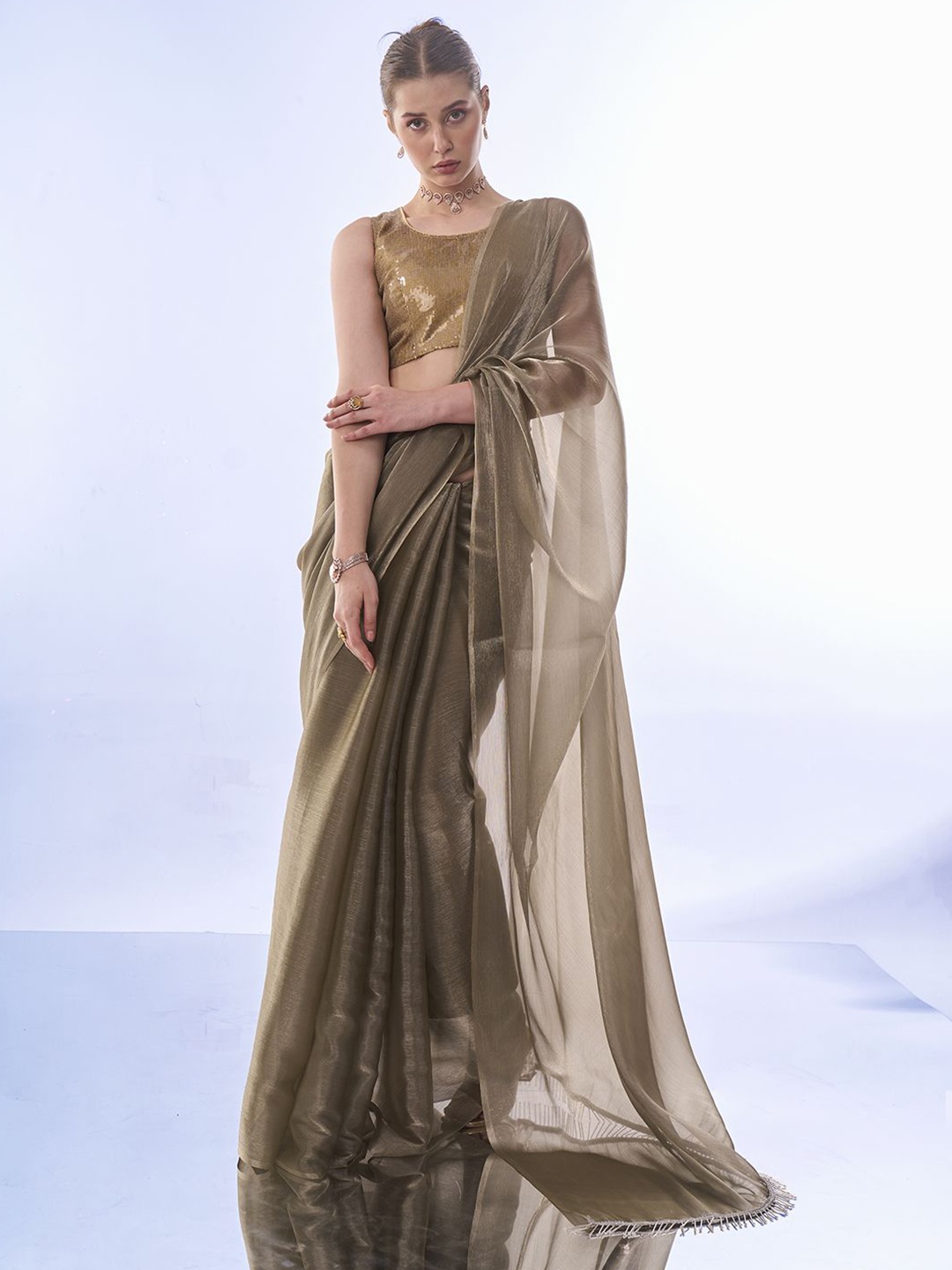 

Kalista Embellished Organza Ready to Wear Saree, Metallic