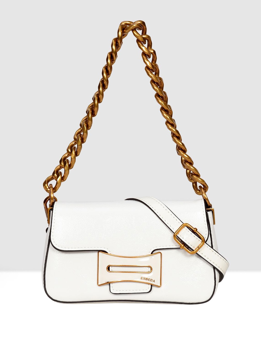 

ESBEDA Women Solid Structured Sling Bag, White