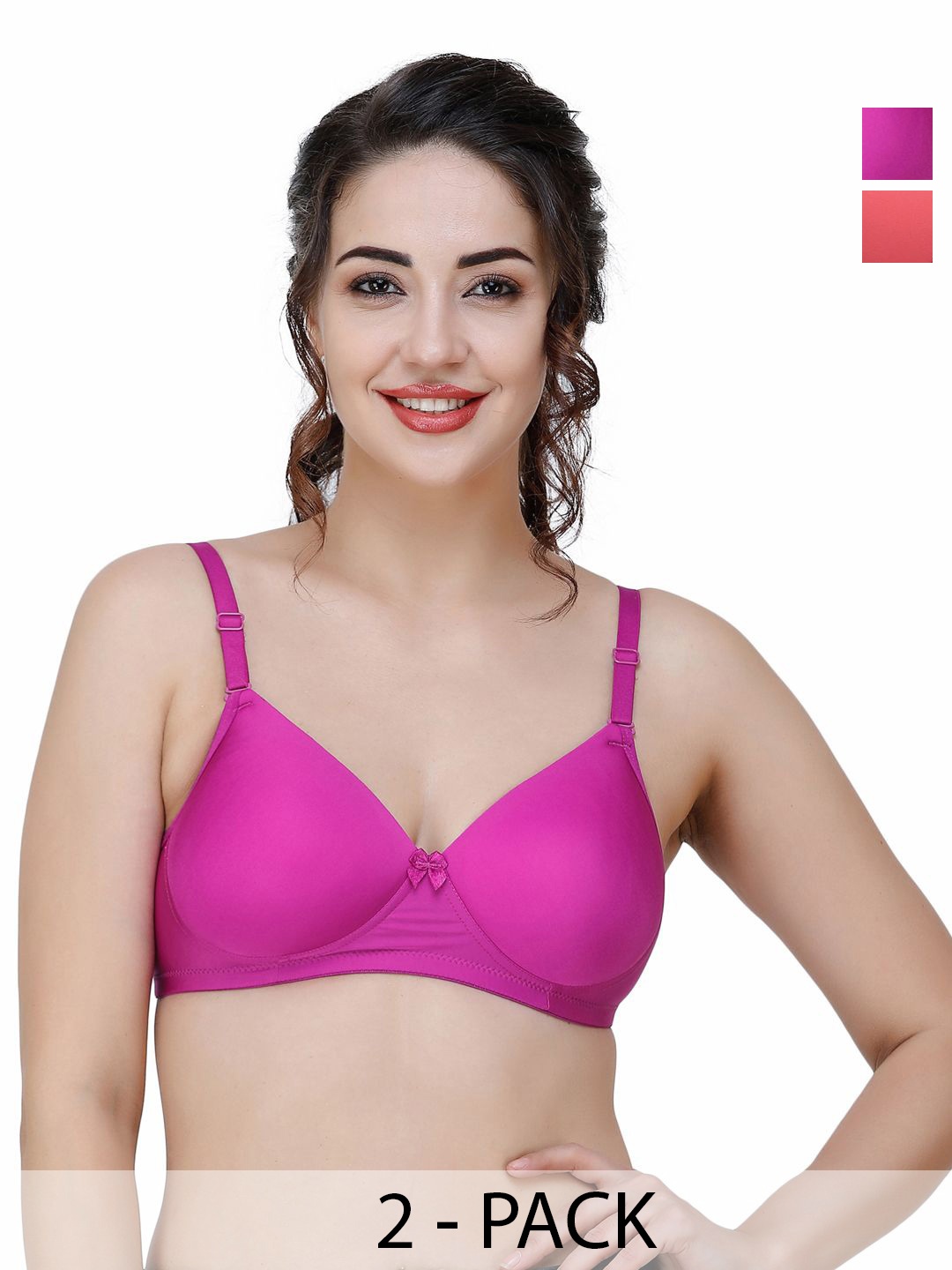 

College Girl Pack Of 2 Full Coverage Lightly Padded T-shirt Bra, Red