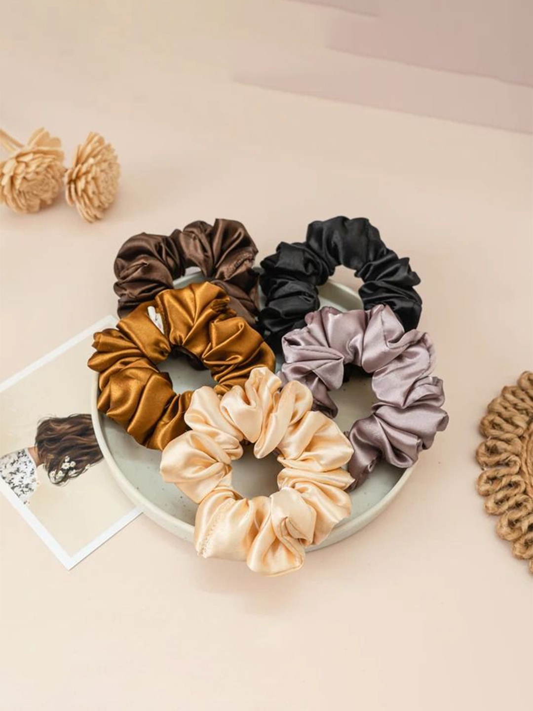 

Cutesy & Minis Women Set of 5 Ponytail Holders, Black