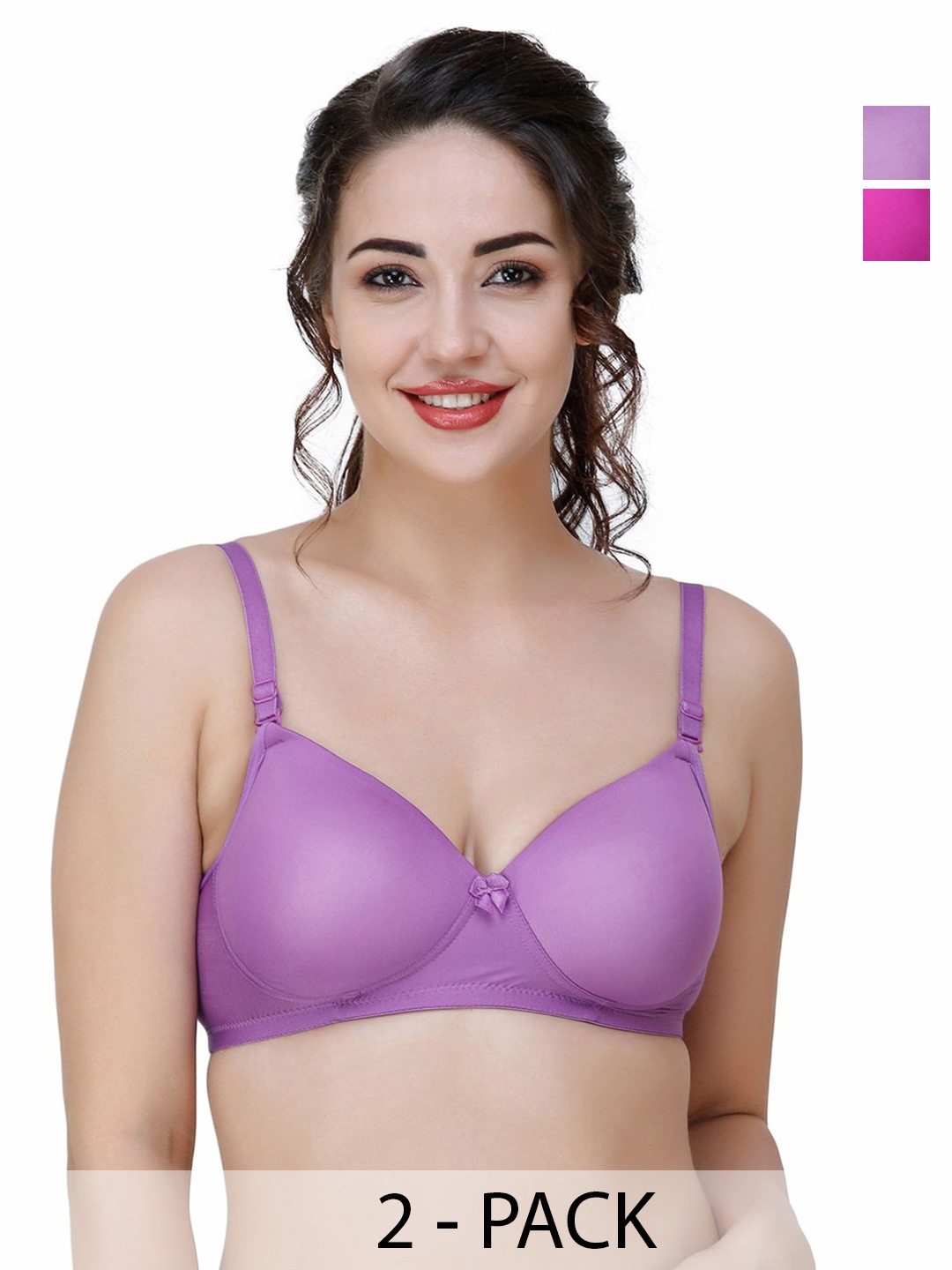 

College Girl Pack Of 2 Full Coverage Lightly Padded T-shirt Bra, Purple