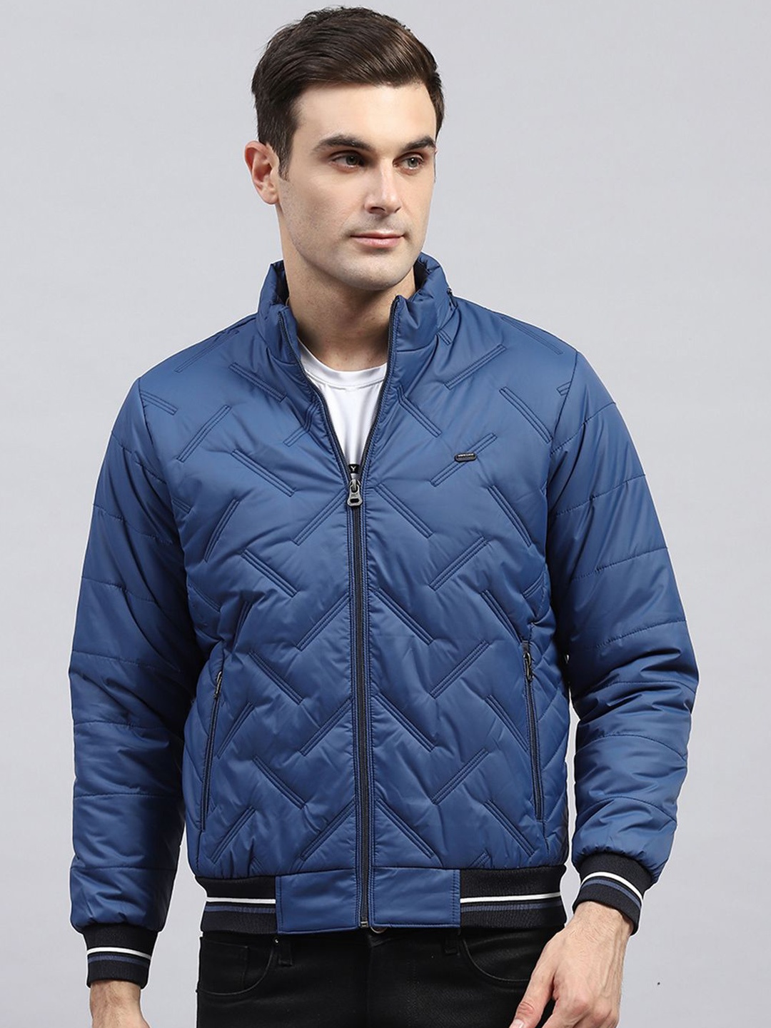 

Monte Carlo Men Hooded Solid Casual Padded Jacket, Blue