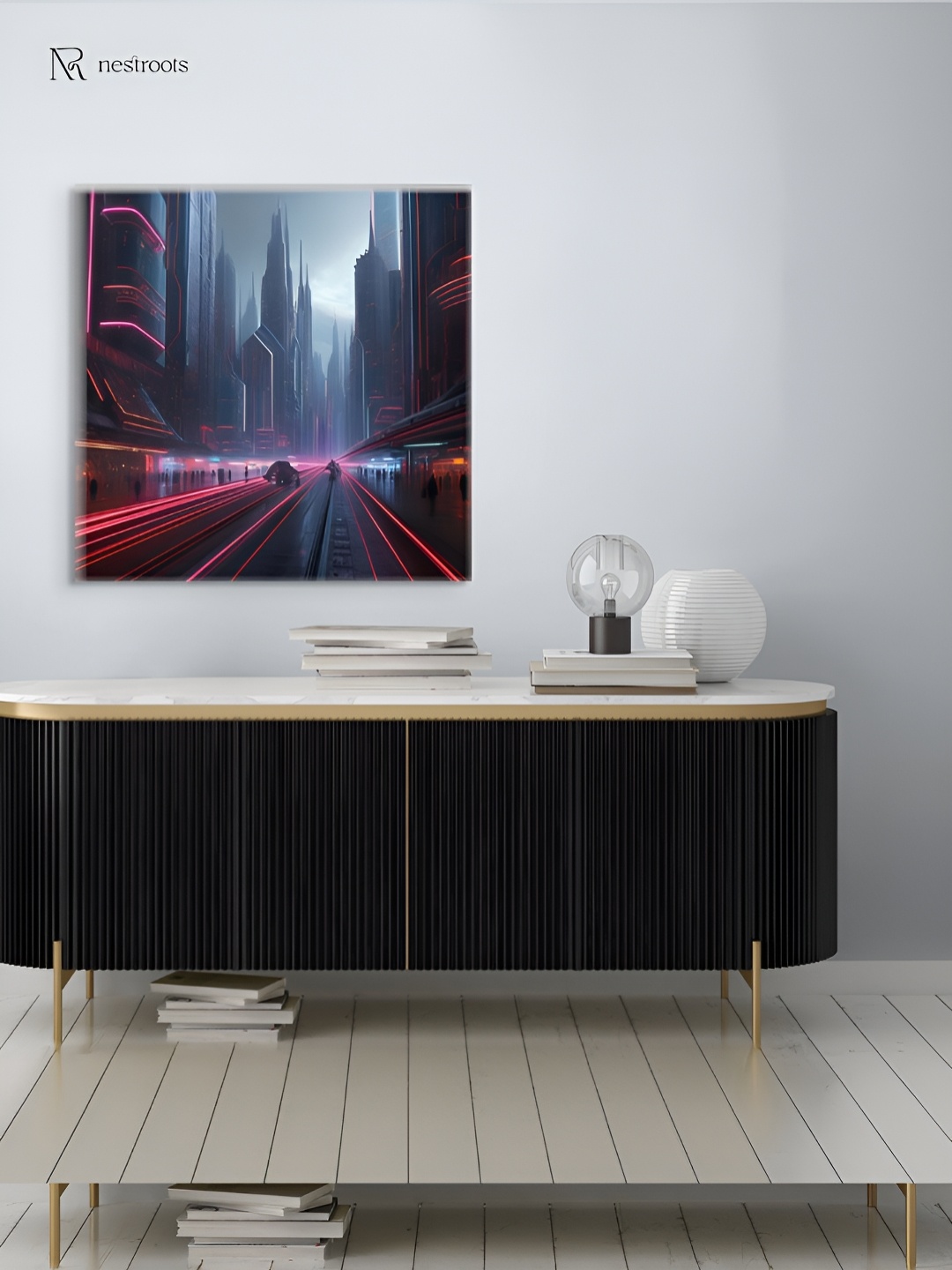 

nestroots Blue & Pink Canvas Cityscape Wall Art