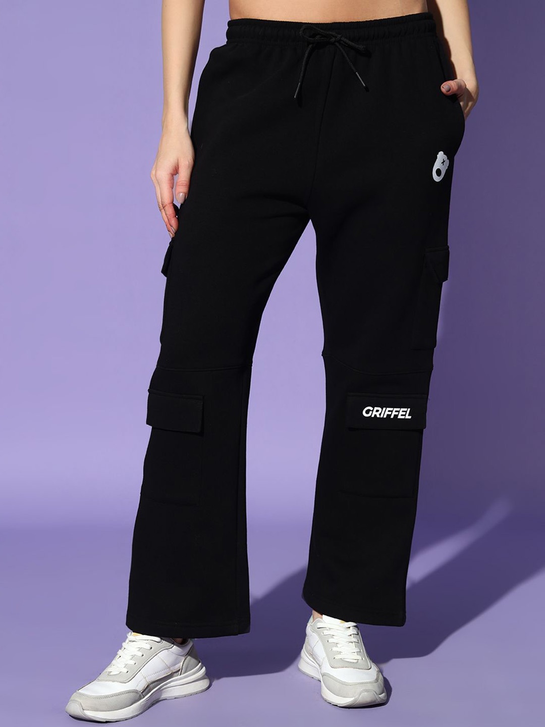 

GRIFFEL Women Relaxed Fit Track Pants, Black