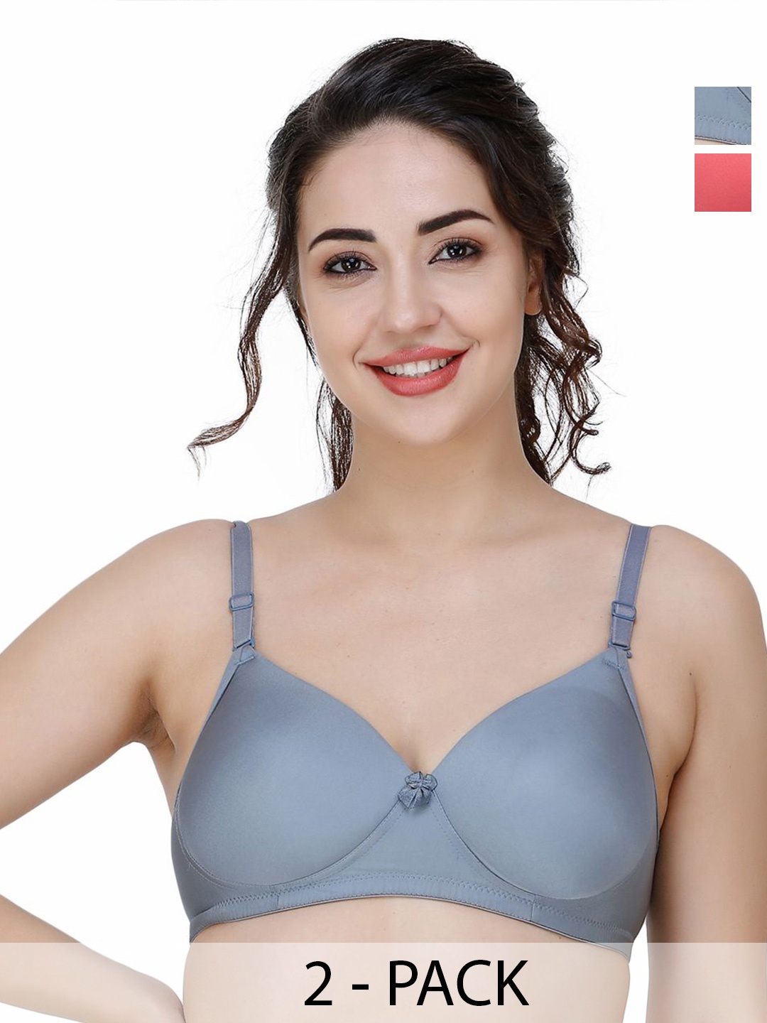 

College Girl Pack Of 2 Full Coverage Lightly Padded T-shirt Bra, Grey