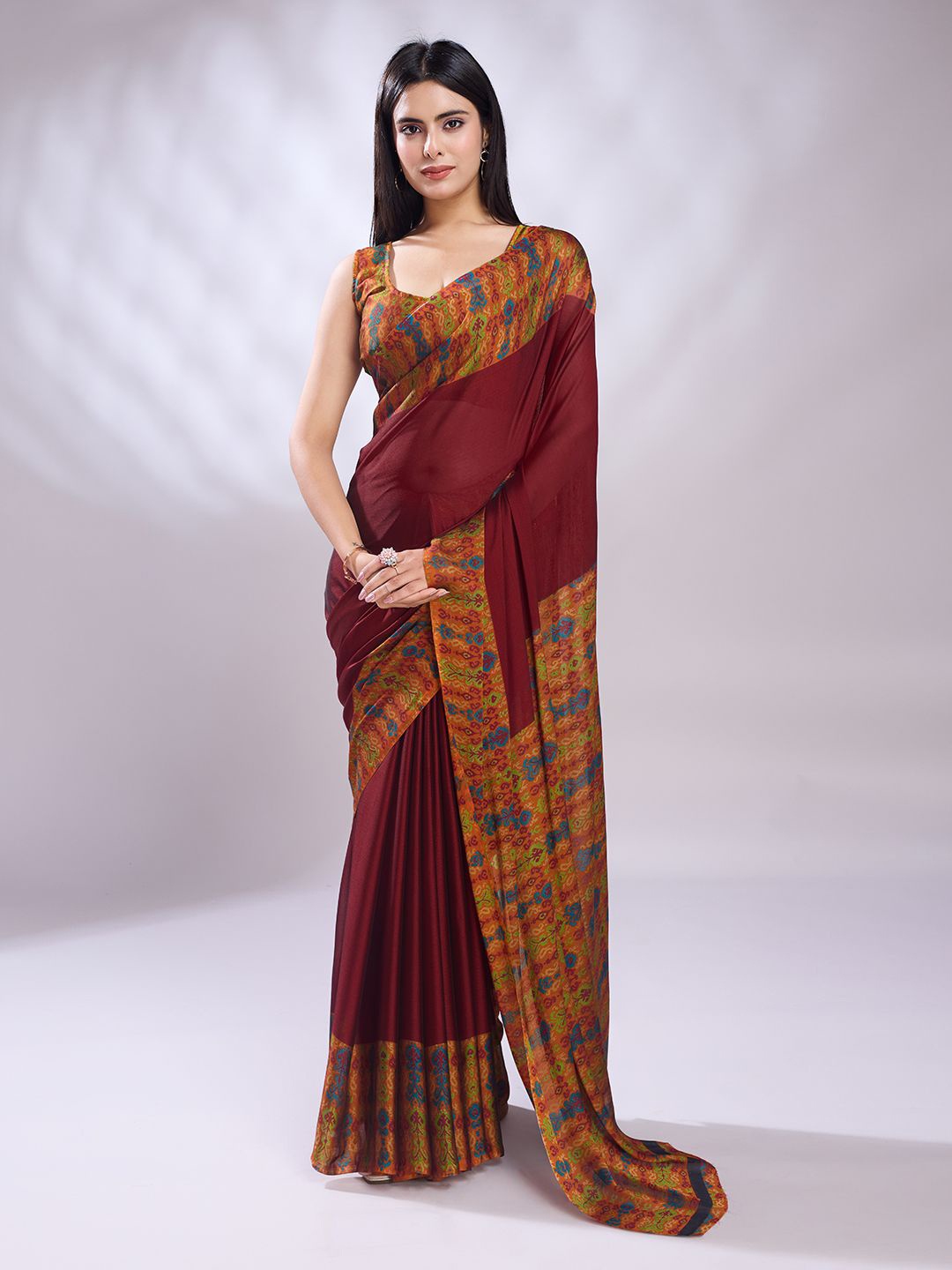 

KALINI womens Ethnic Motifs Pure Silk Saree, Brown