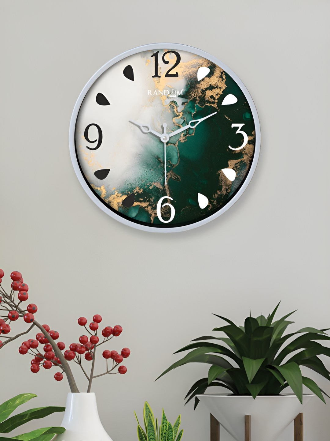 

Aura Grey & Green Printed Contemporary Analogue Wall Clock