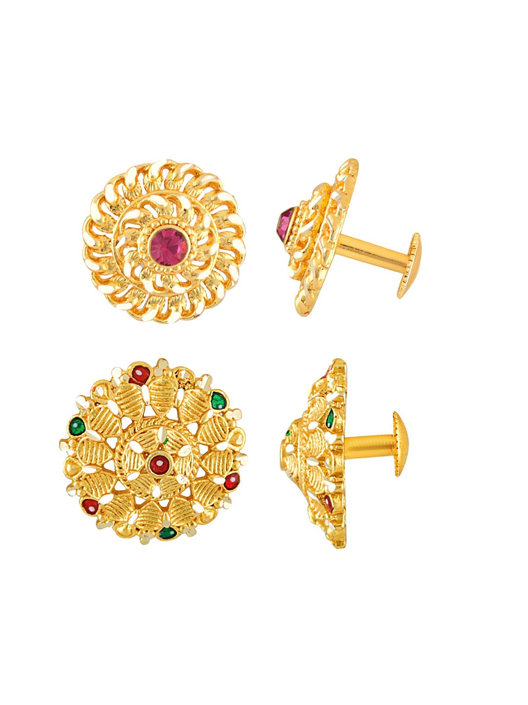 

DIVASTRI Set Of 2 Gold-Plated Stone Studded Circular Studs