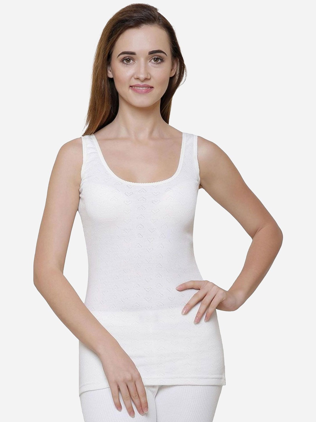 

BODYCARE INSIDER Women Ribbed Thermal Tops, White