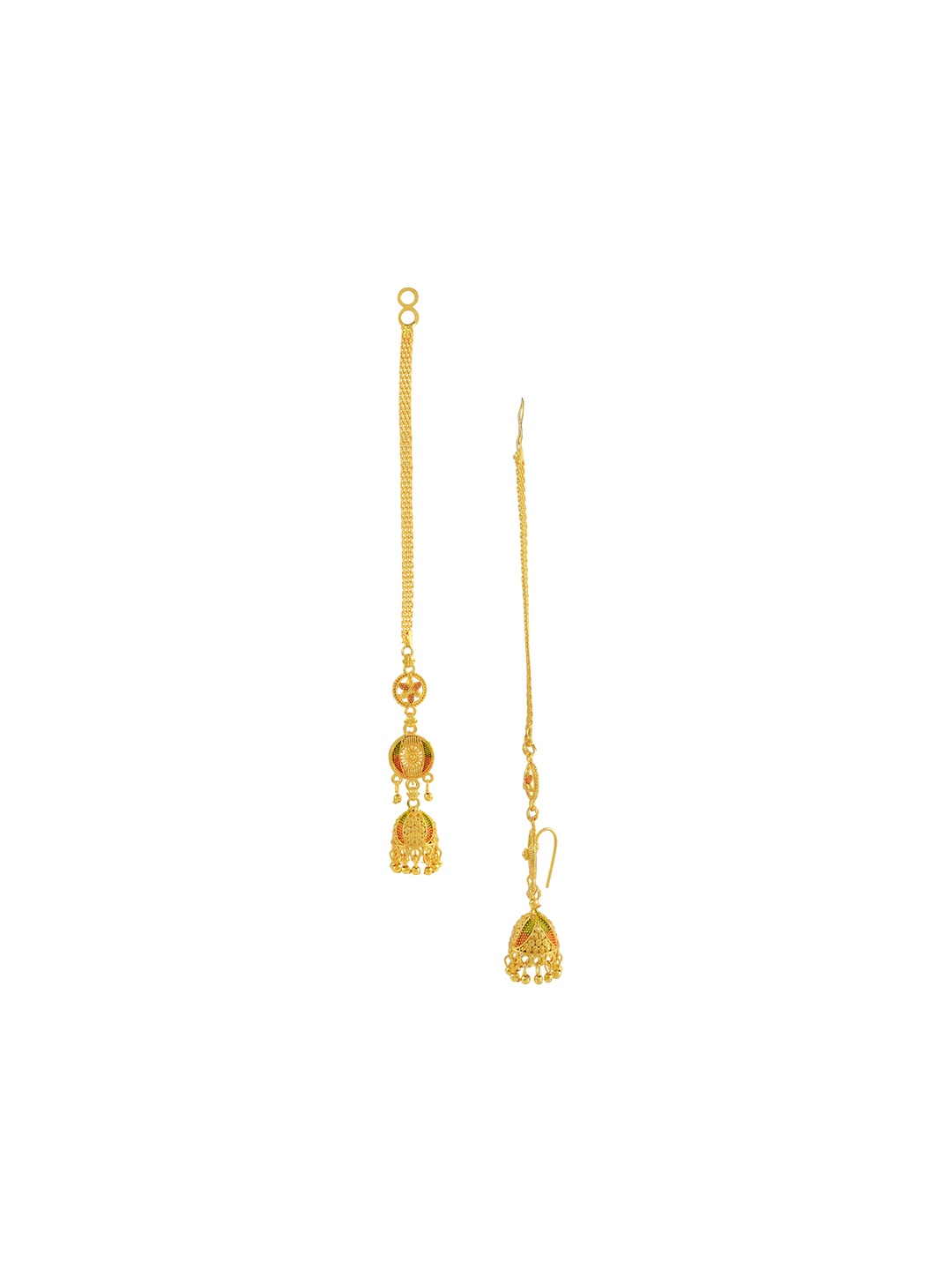 

MEMOIR Gold-Plated Dome Shaped Stone Studded & Beaded Jhumkas