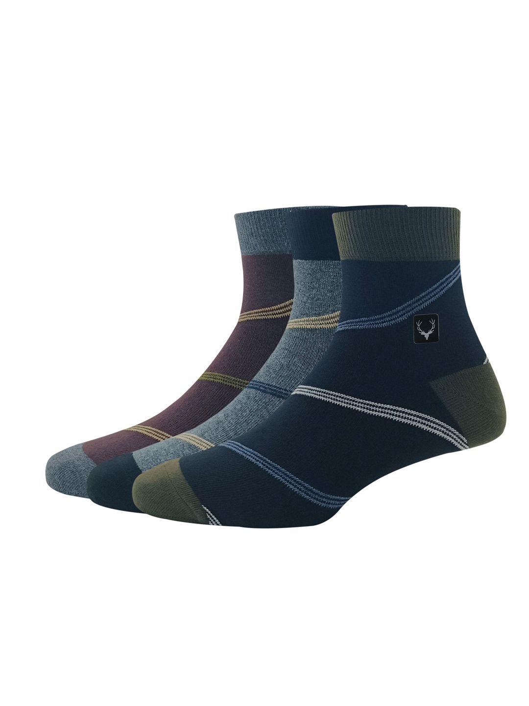 

Allen Solly Men Pack Of 3 Striped Above Ankle-Length Socks, Brown