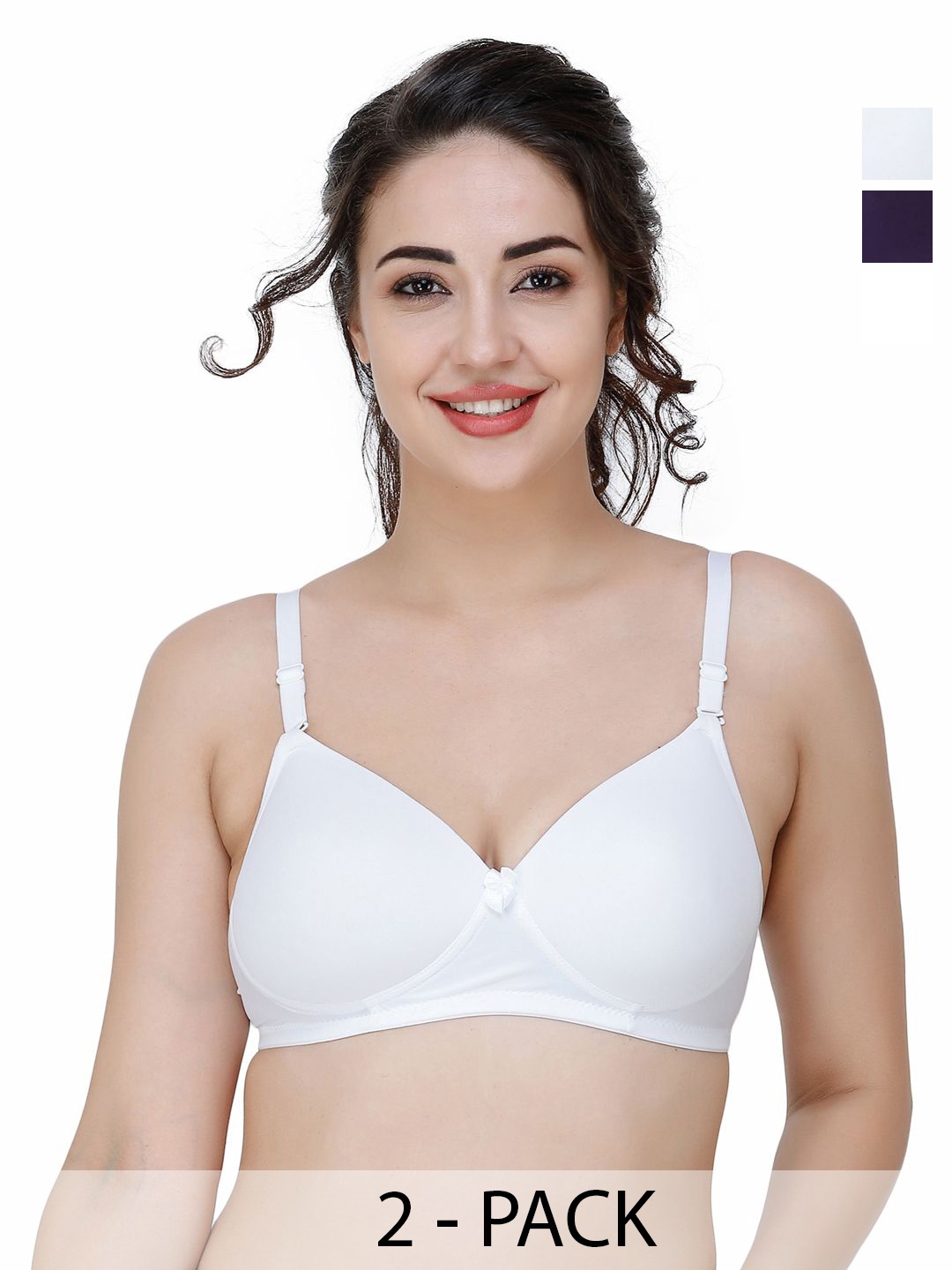 

College Girl Pack of 2 Seamless Full Coverage Lightly Padded Bra, White