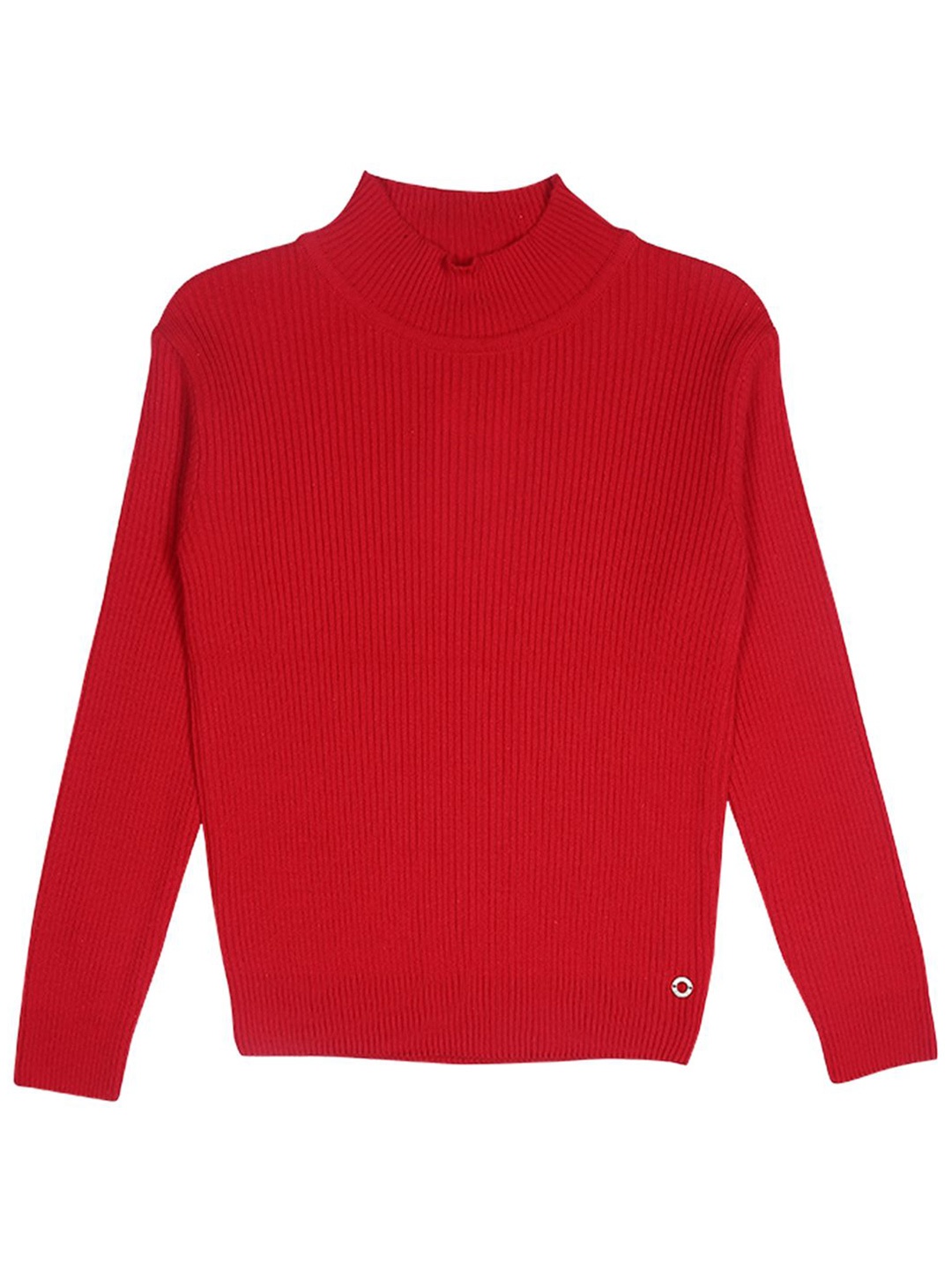 

Gini and Jony Girls Ribbed Turtle Neck Pullover, Red